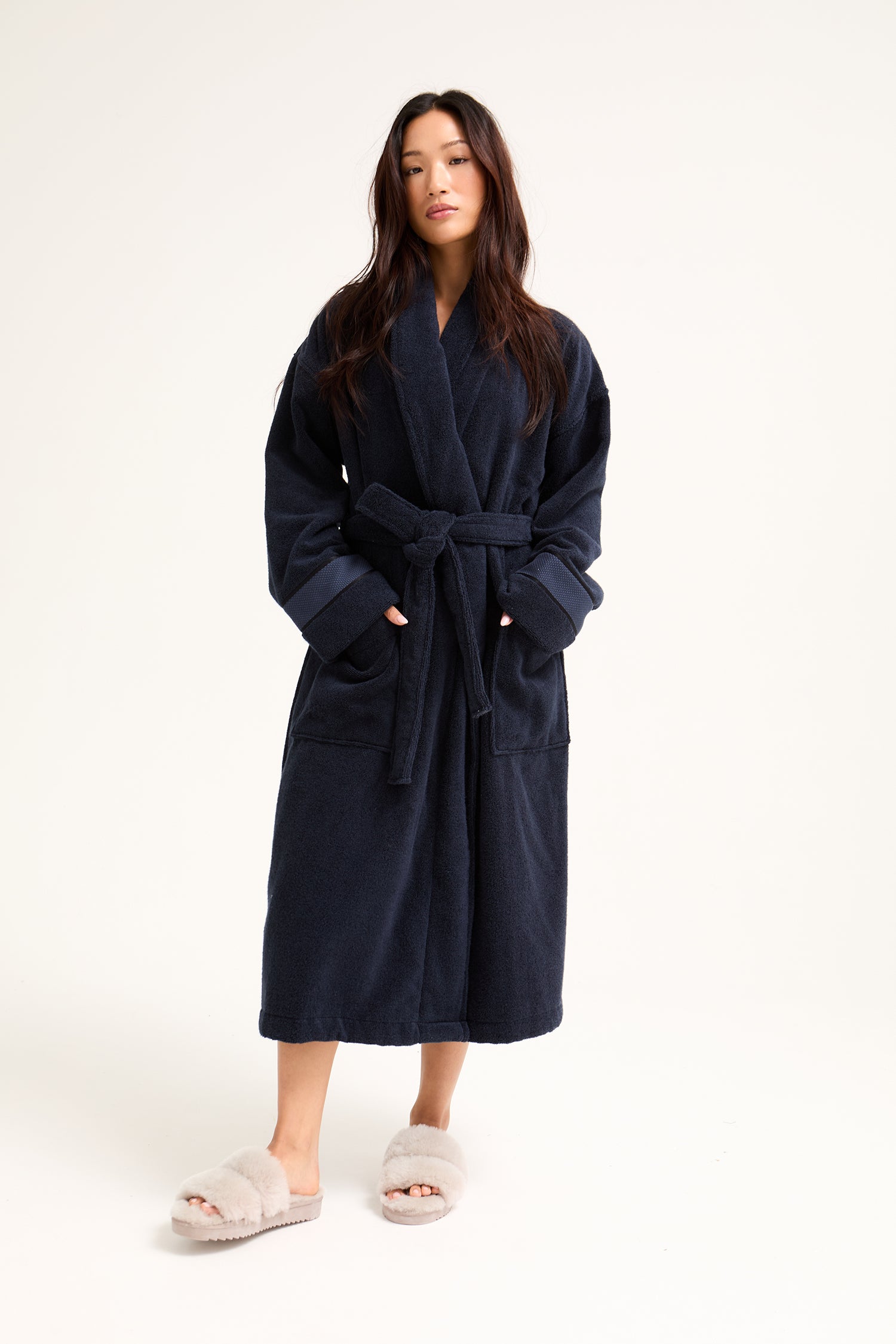 Bamboo Towelling Robe in Midnight