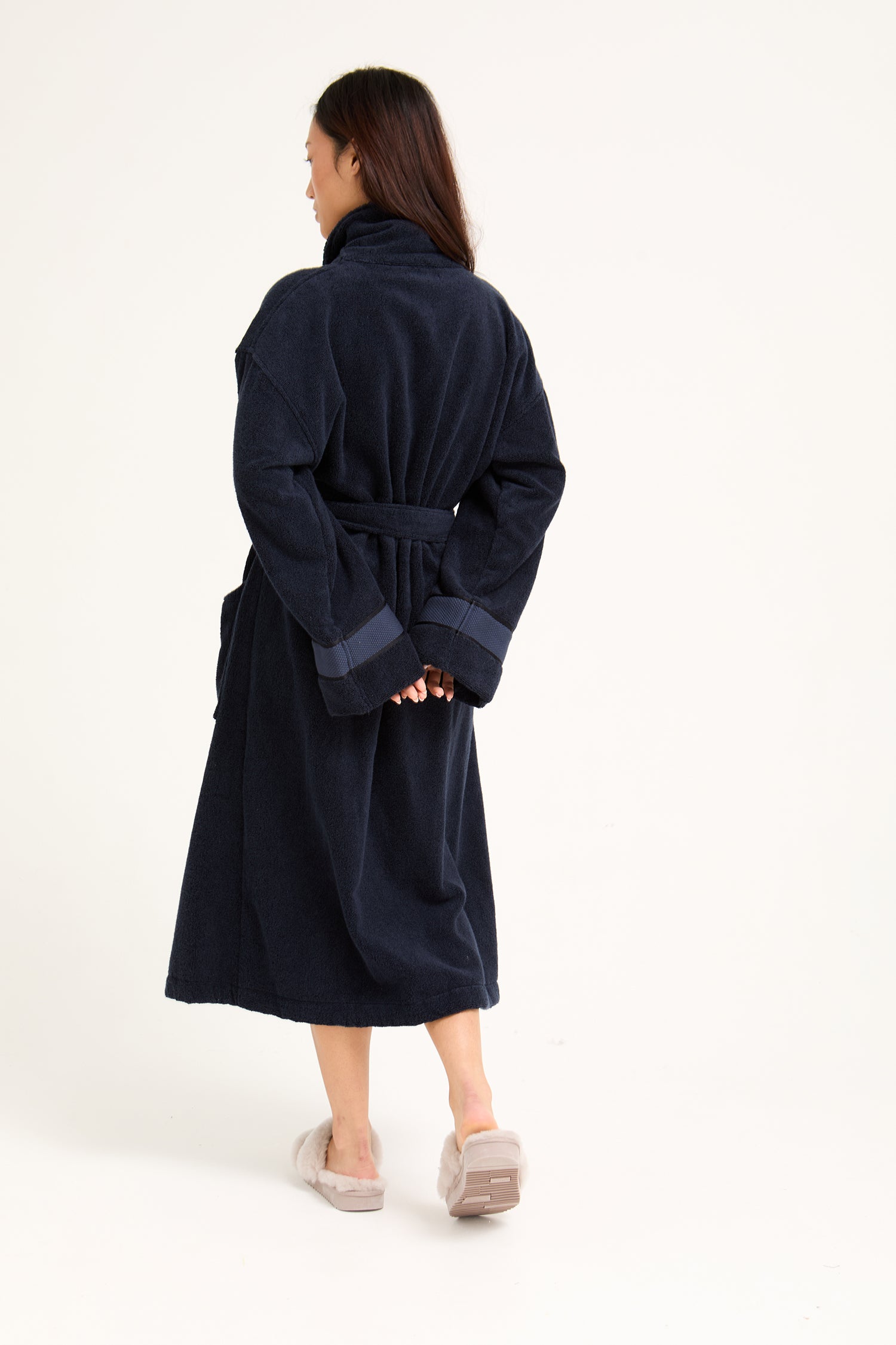 His and Hers Bamboo Towelling Robe in Midnight