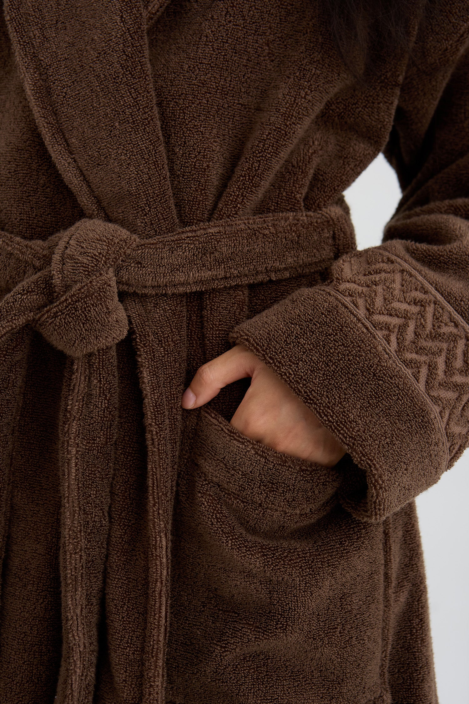 Bamboo Towelling Robe In Mocha