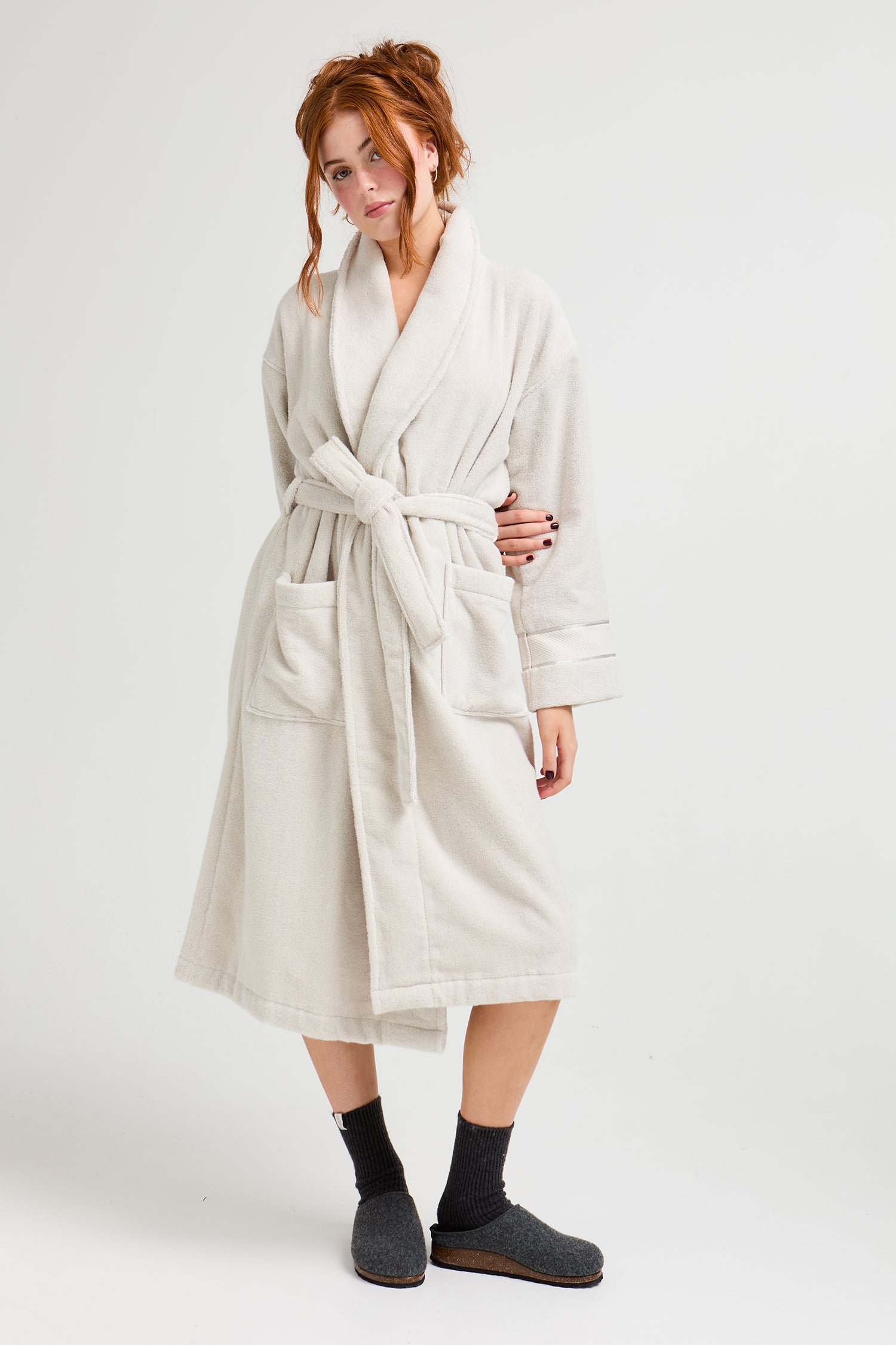 His and Hers Bamboo Towelling Robe in Light Grey