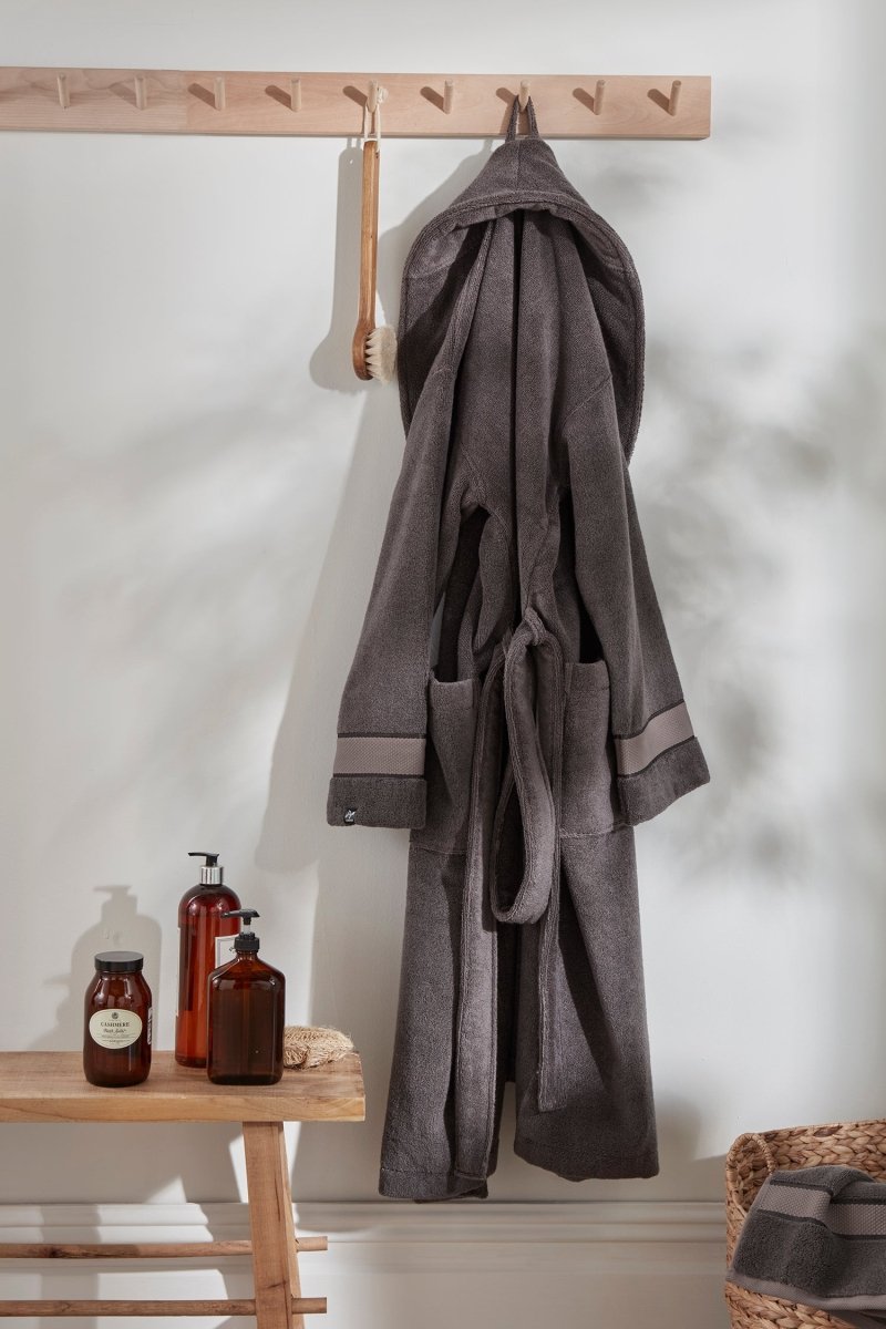 Mister You Bamboo Towelling Robe in Smoke Grey - Robes