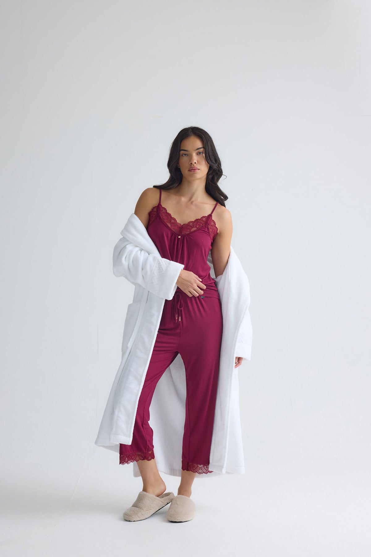 Bamboo Towelling Robe In White