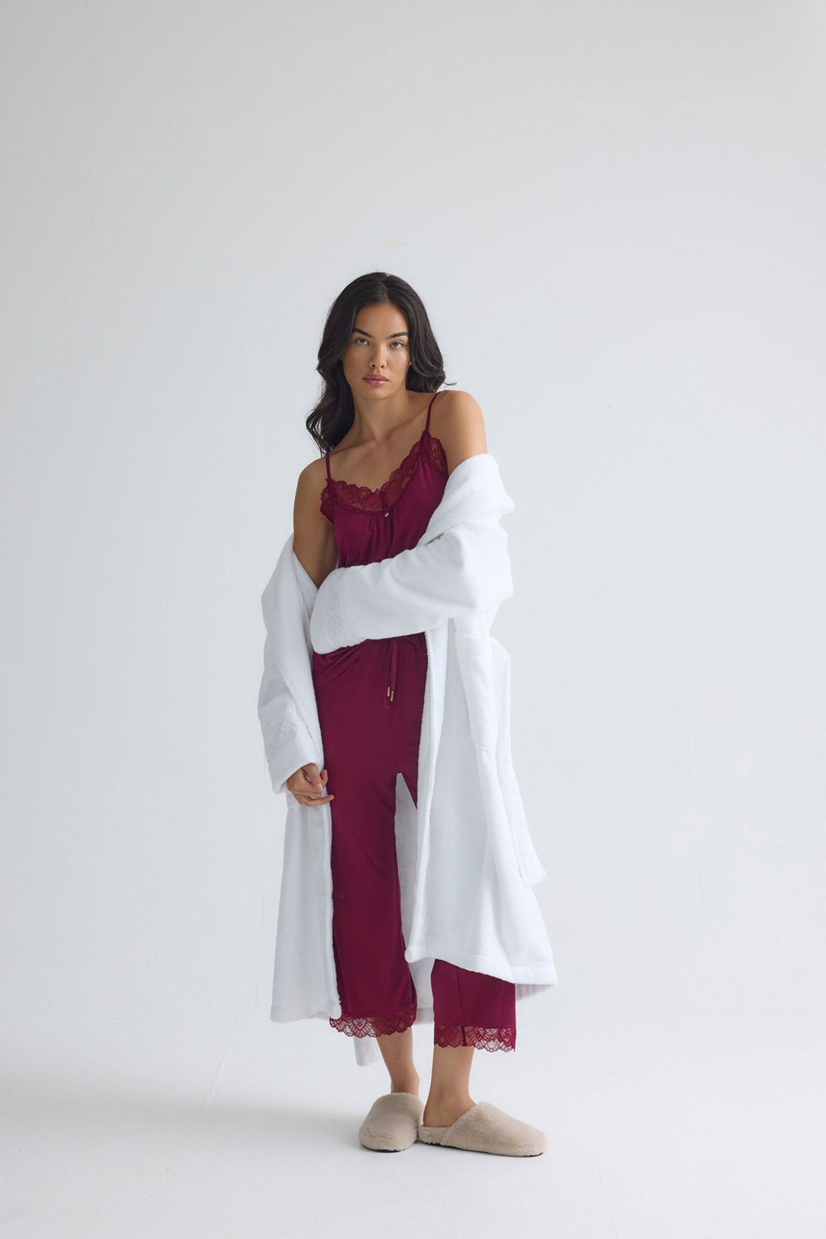 Bamboo Towelling Robe In White