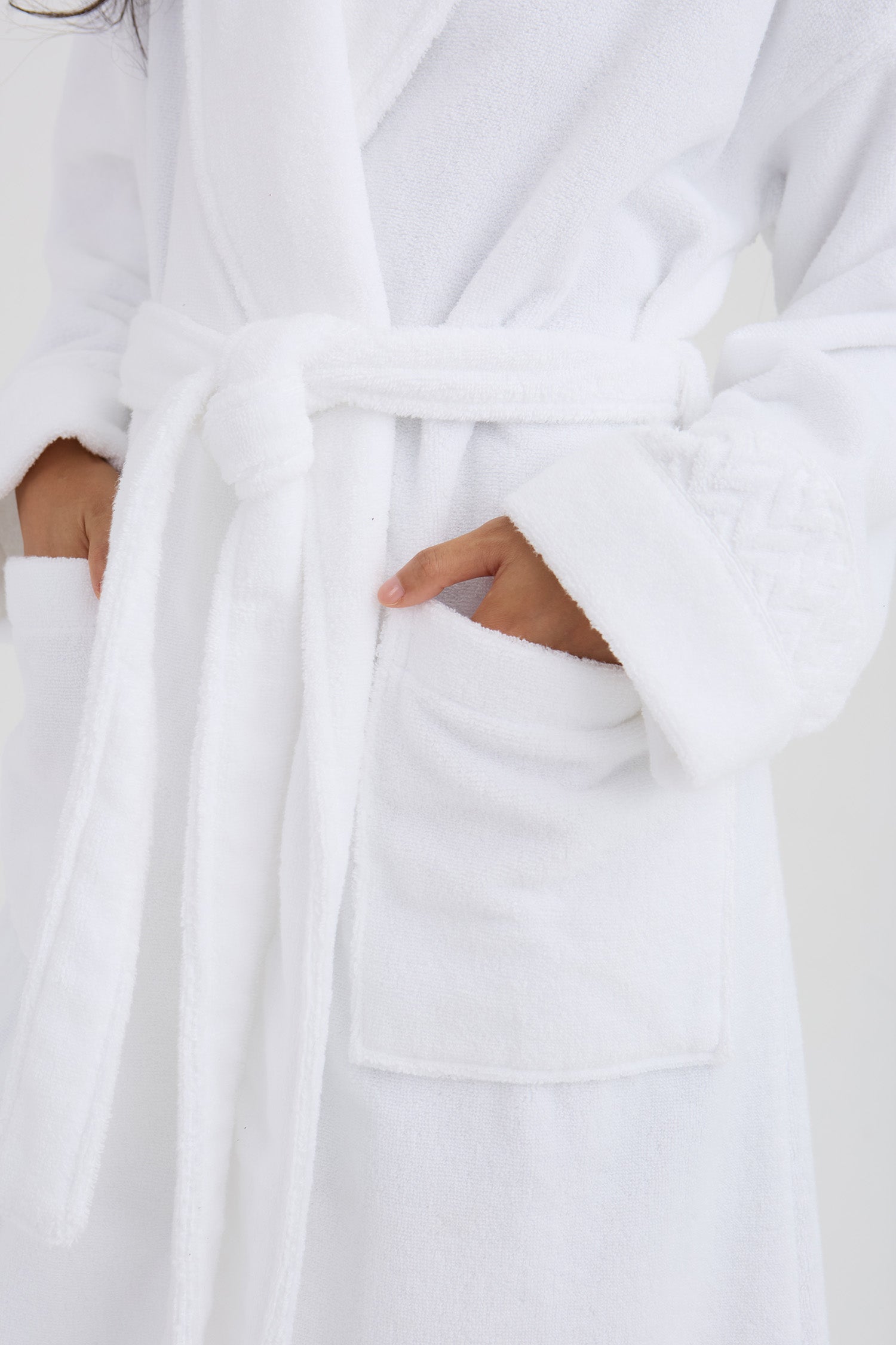 Bamboo Towelling Robe In White
