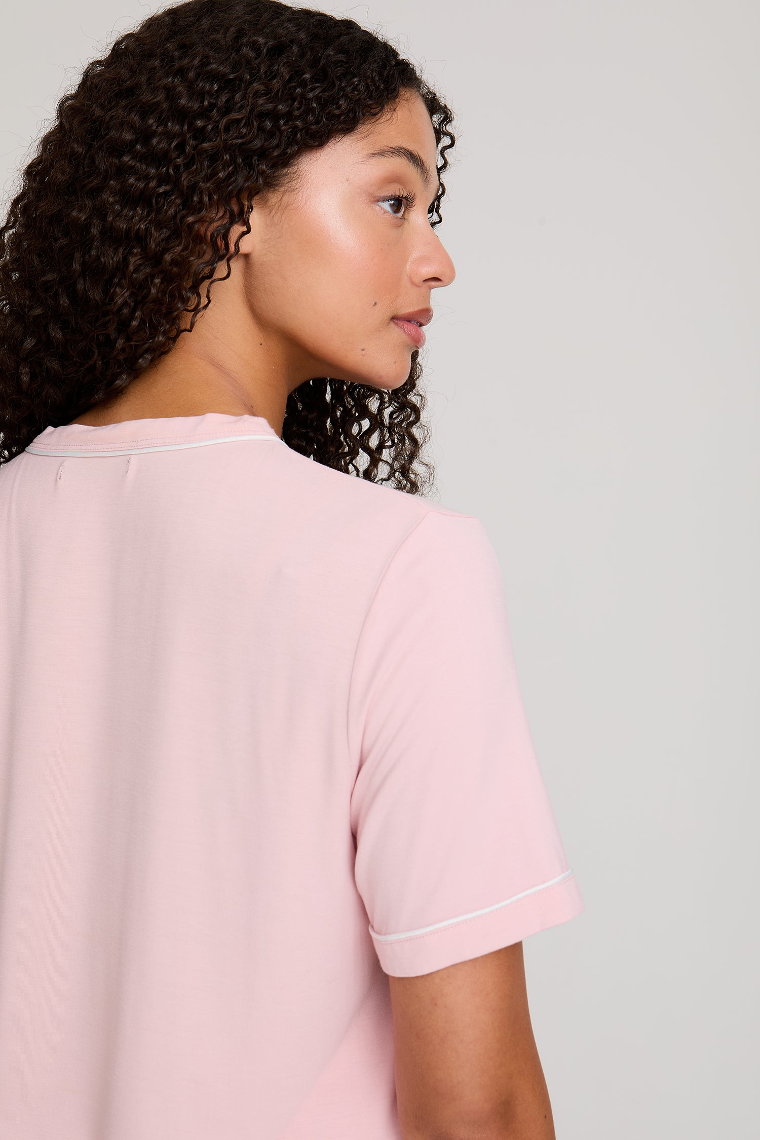Bamboo Tee and Trouser Set in Blush Stripe - Pajamas