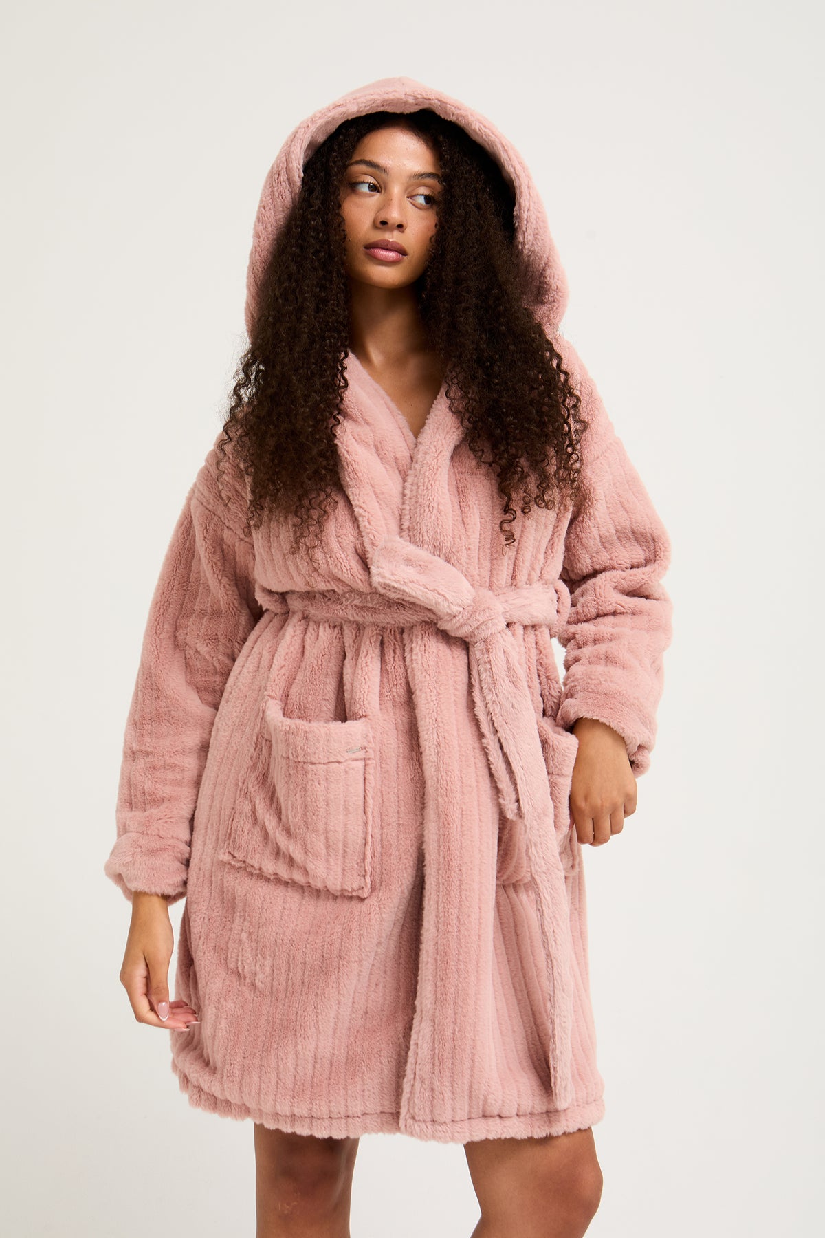 pink and grey dressing gown Dusky Cloud Robe Floor length satin dress