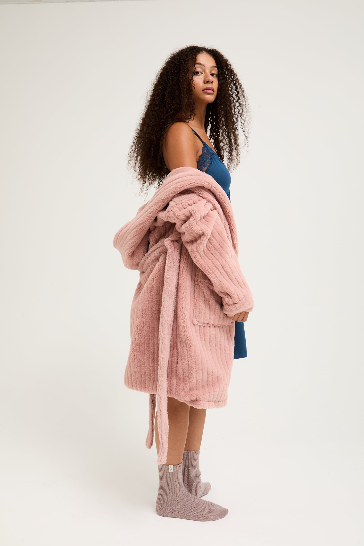 Cloud Dressing Gown in Dusky Pink