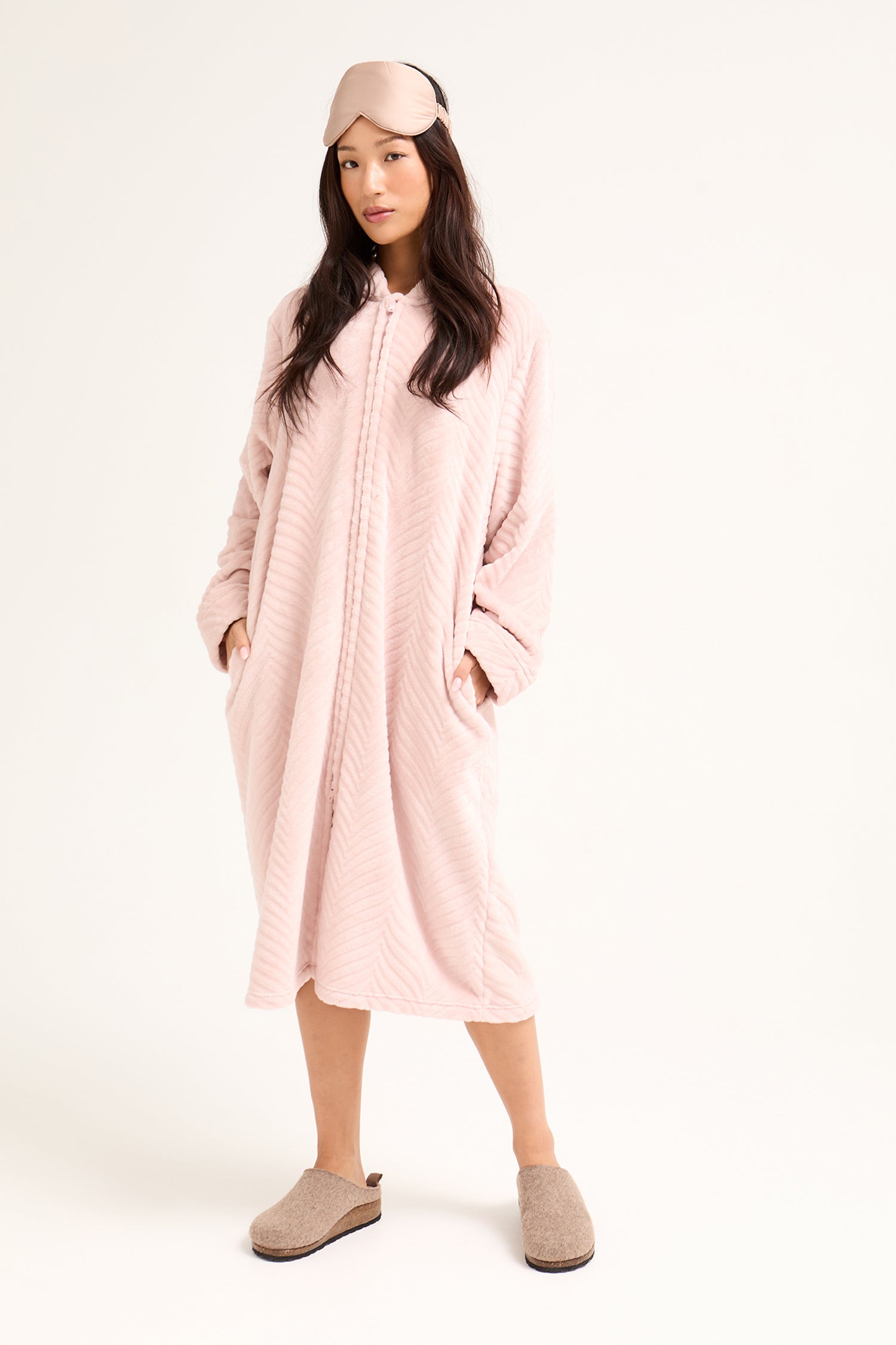 Cosy Chevron Housecoat in Rose