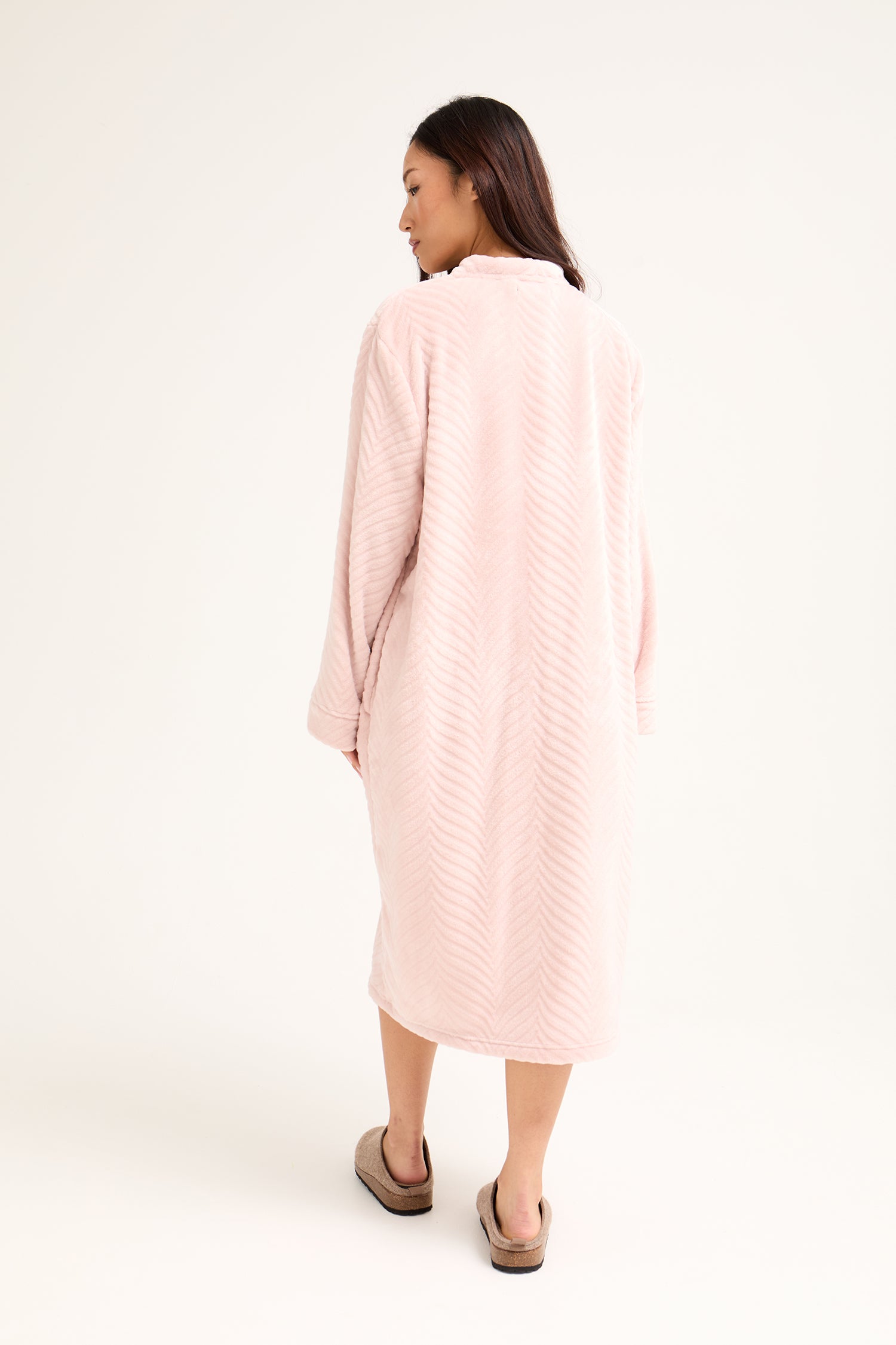 Cosy Chevron Housecoat in Rose