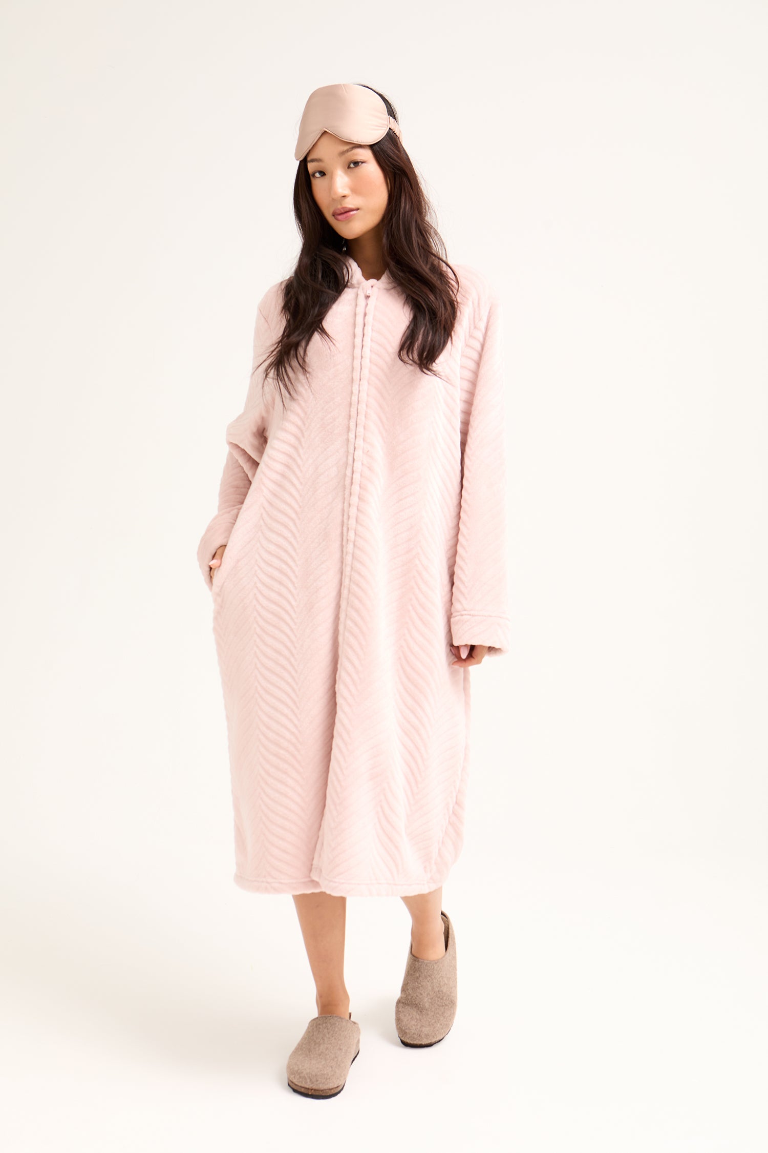 Cosy Chevron Housecoat in Rose