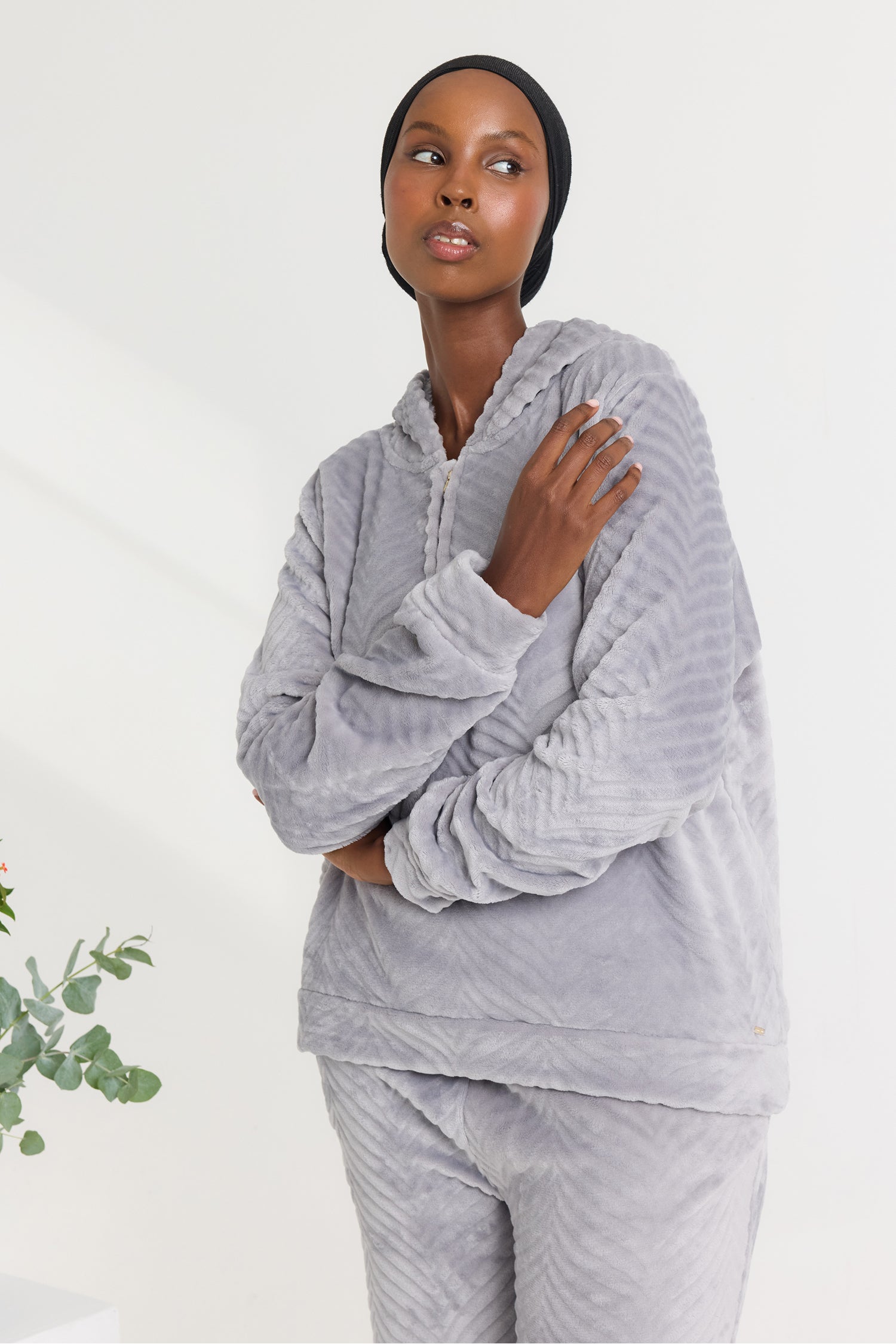 Cosy Chevron Lounge Suit in Shale Grey