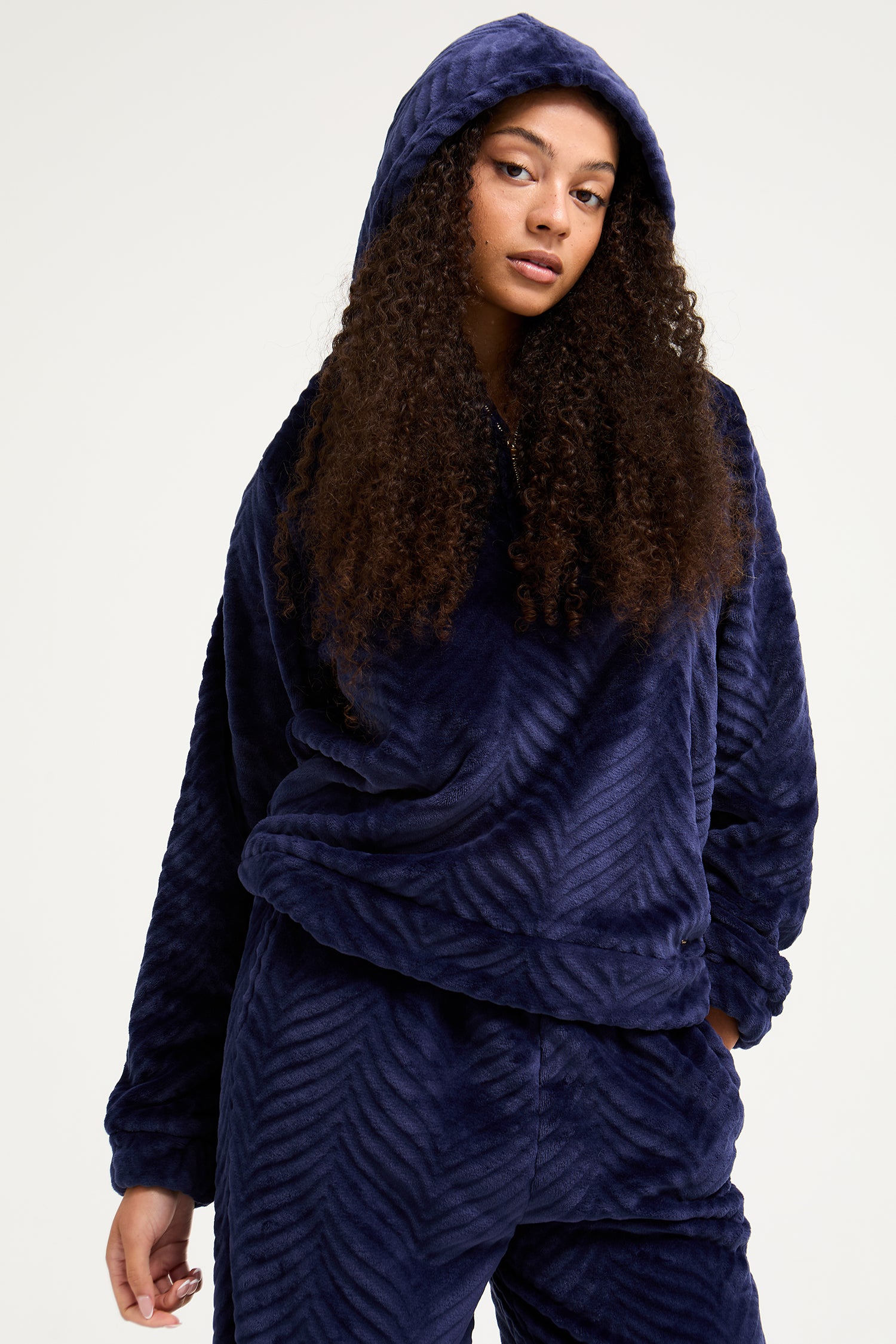 Cosy Chevron Lounge Suit in Navy - Loungewear