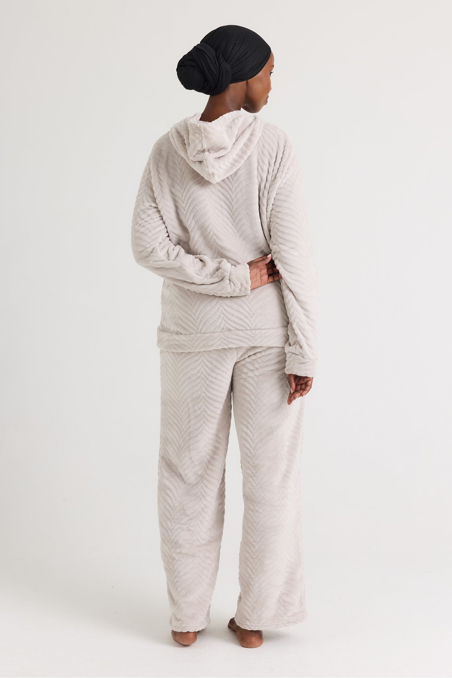 Cosy Chevron Lounge Suit in Almond