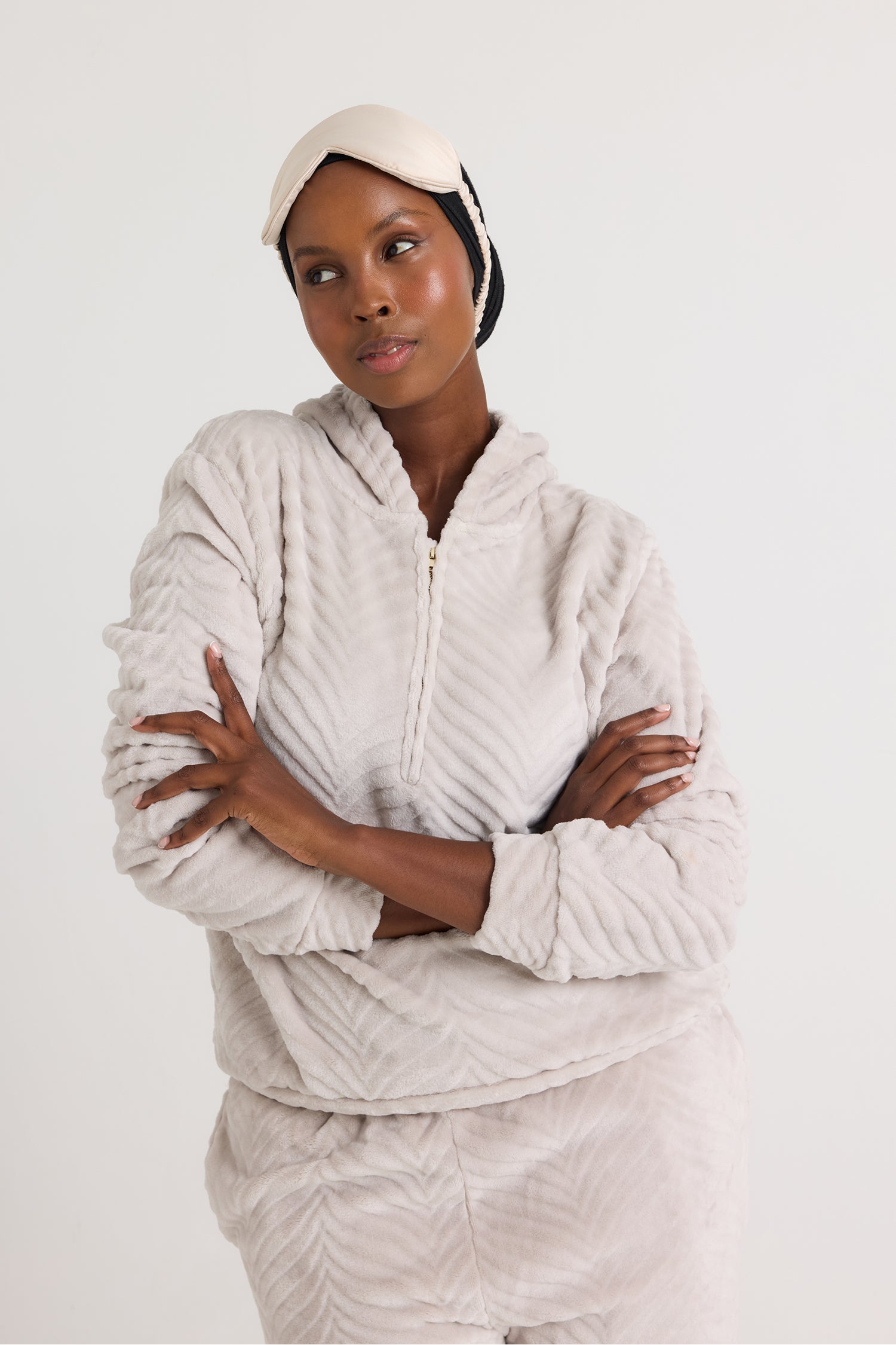 Cosy Chevron Lounge Suit in Almond