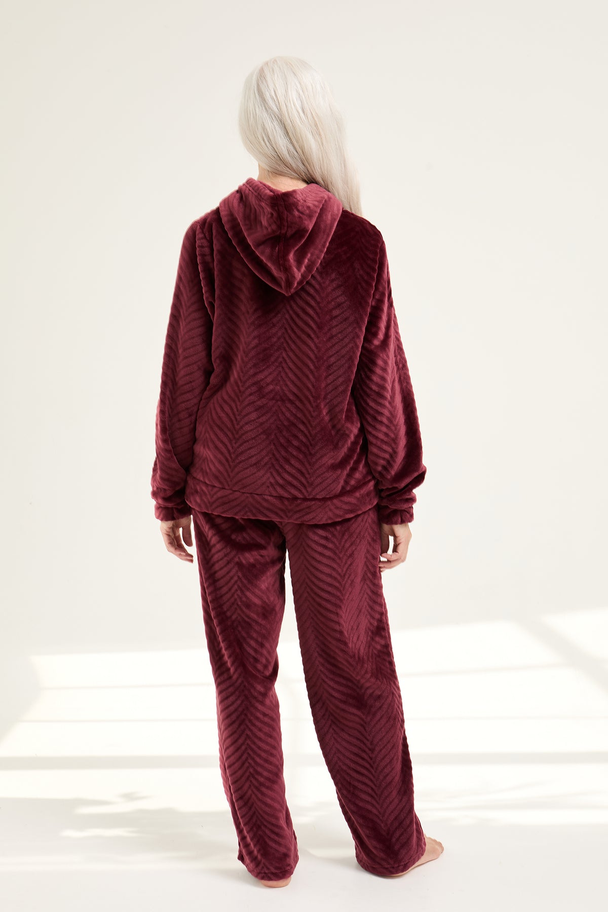 Cosy Chevron Lounge Suit in Maroon - Loungewear