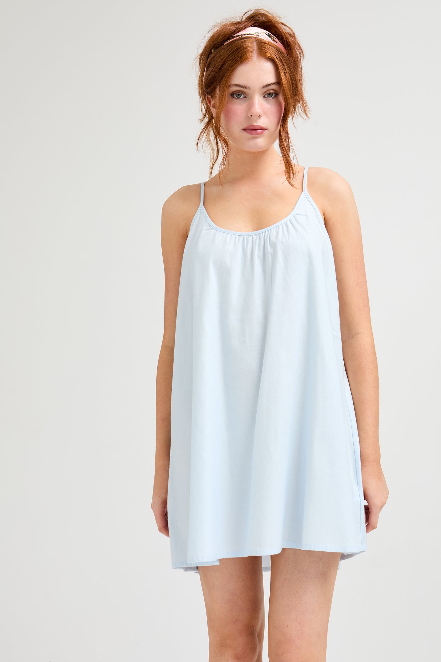 Cotton Modal Swing Chemise in Sky Blue