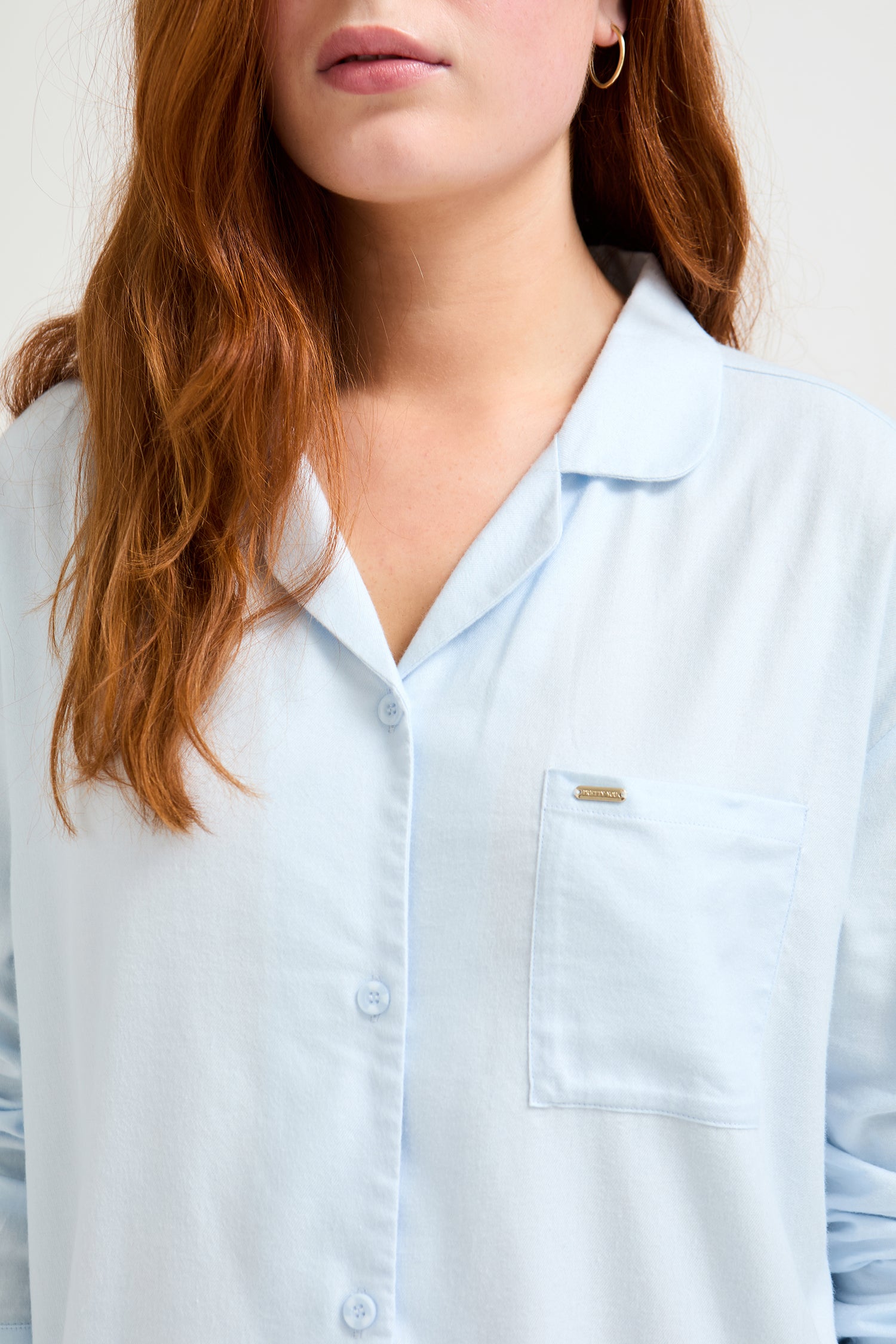 Cotton Modal Relaxed Nightshirt in Sky Blue - Nightgowns