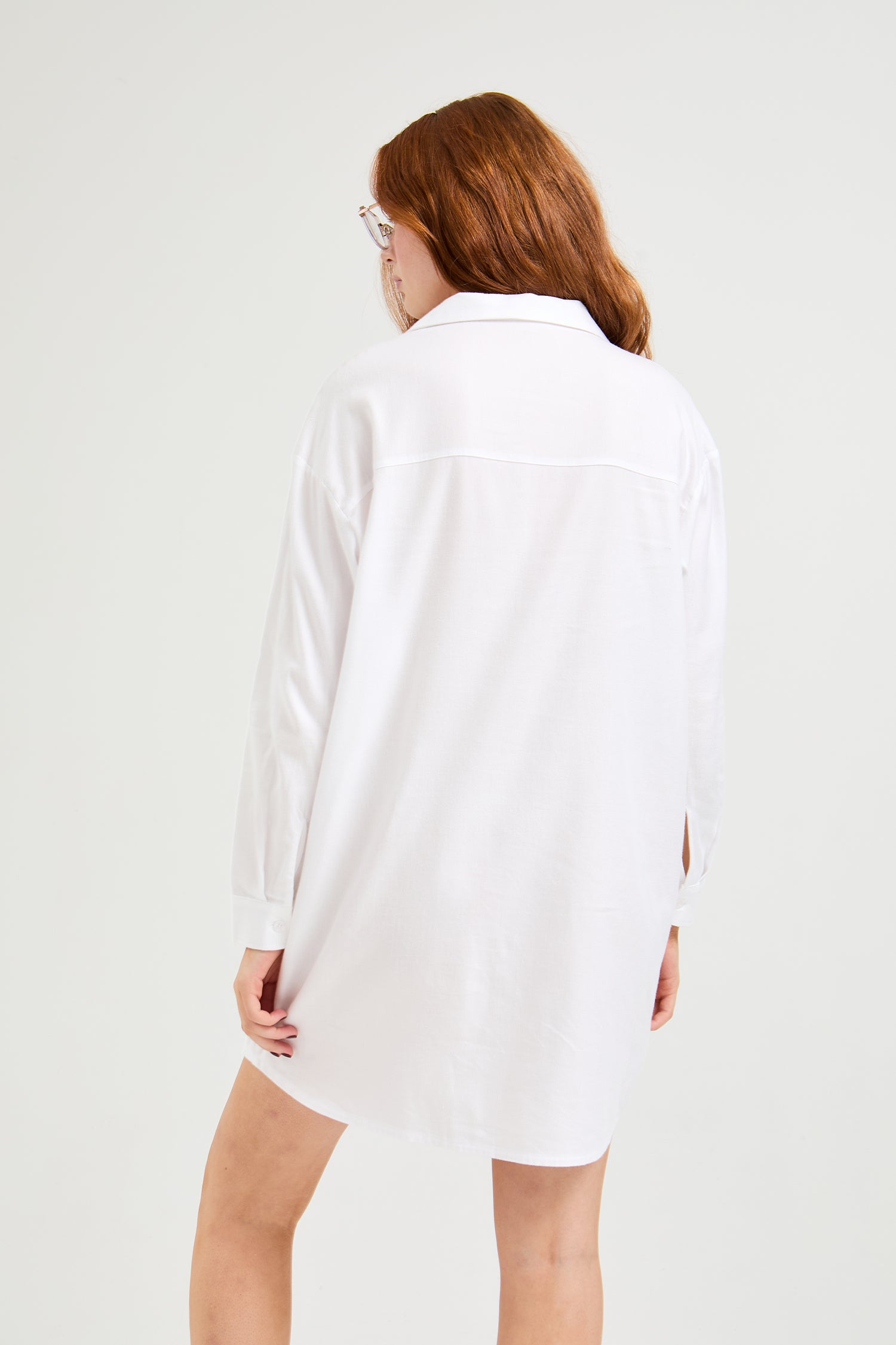 Cotton Modal Relaxed Nightshirt in White - Nightgowns