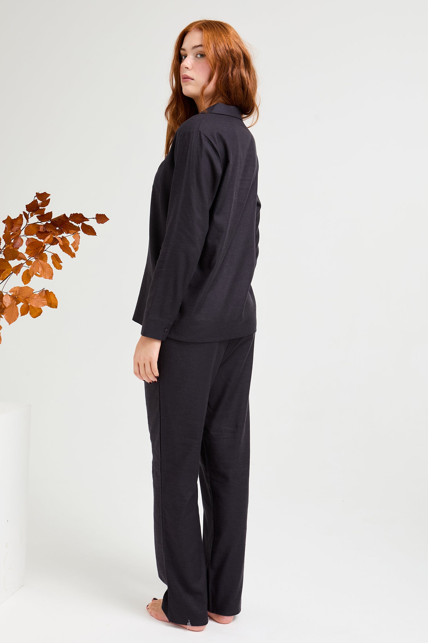 Cotton Modal Long Pyjama Set in Raven