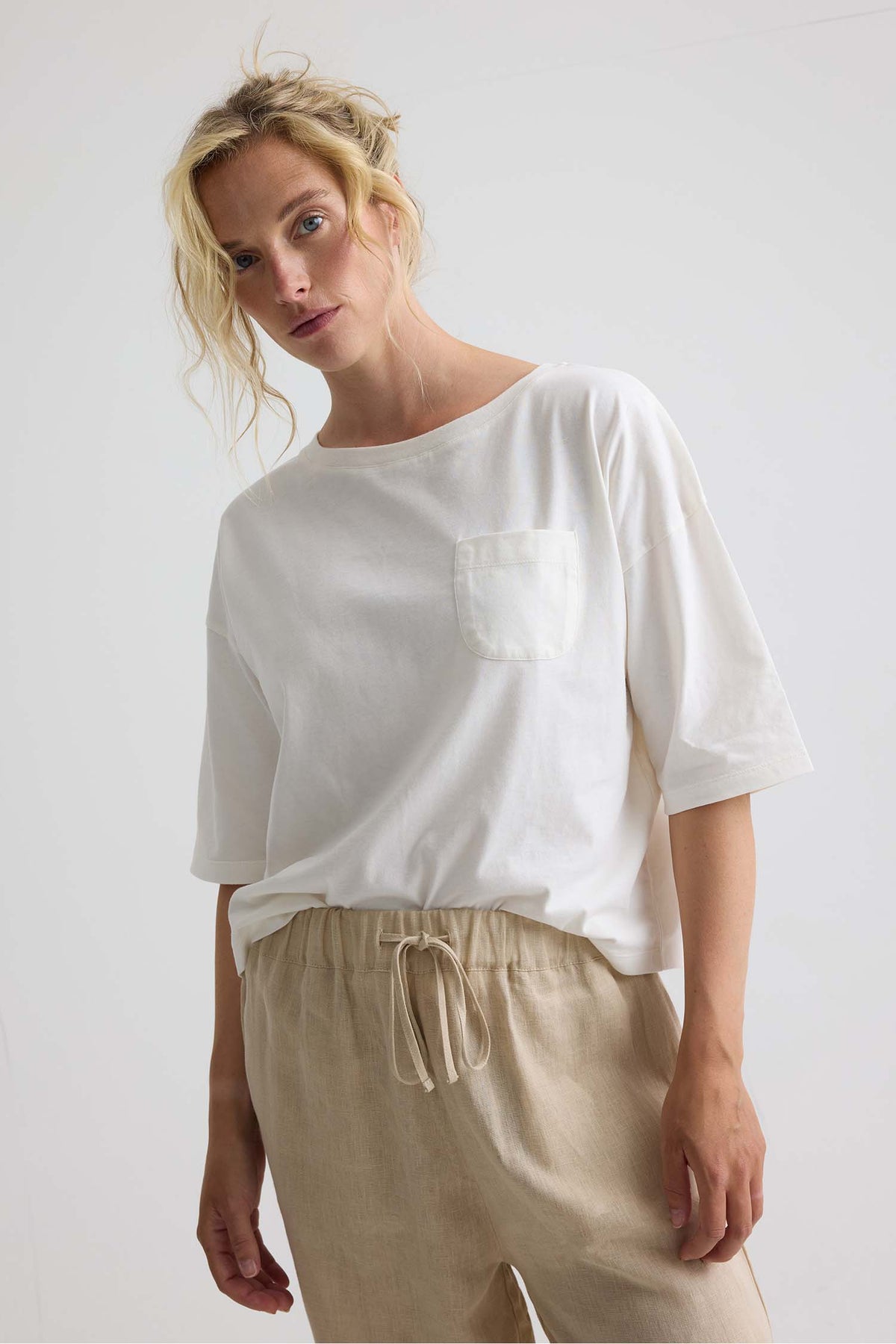 Relaxed Cotton T-Shirt In Coconut Milk