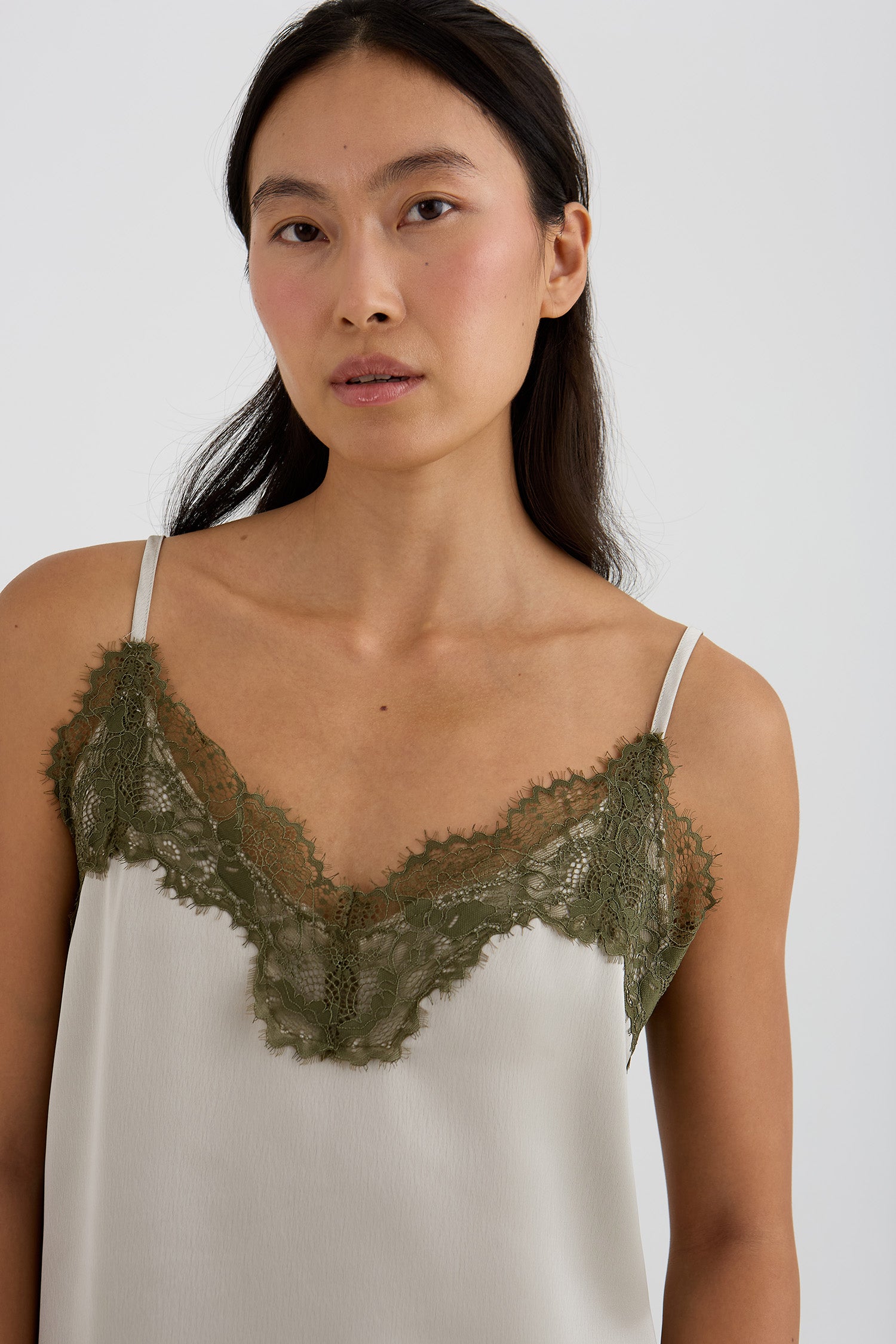 Eco Satin Lace Cami In Pelican