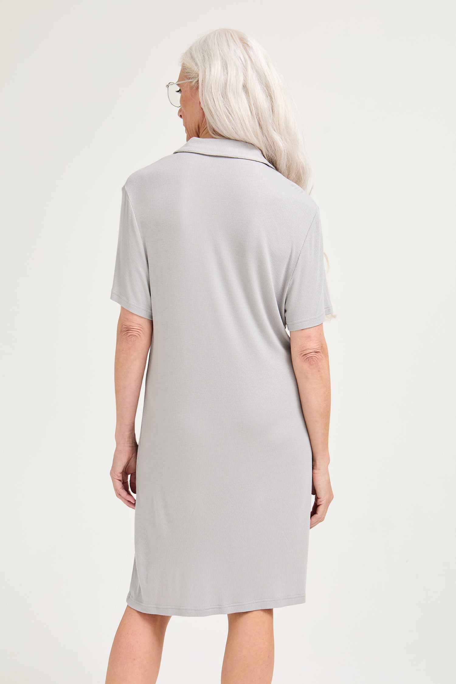 EcoVero Ribbed Nightshirt in Grey - Nightgowns