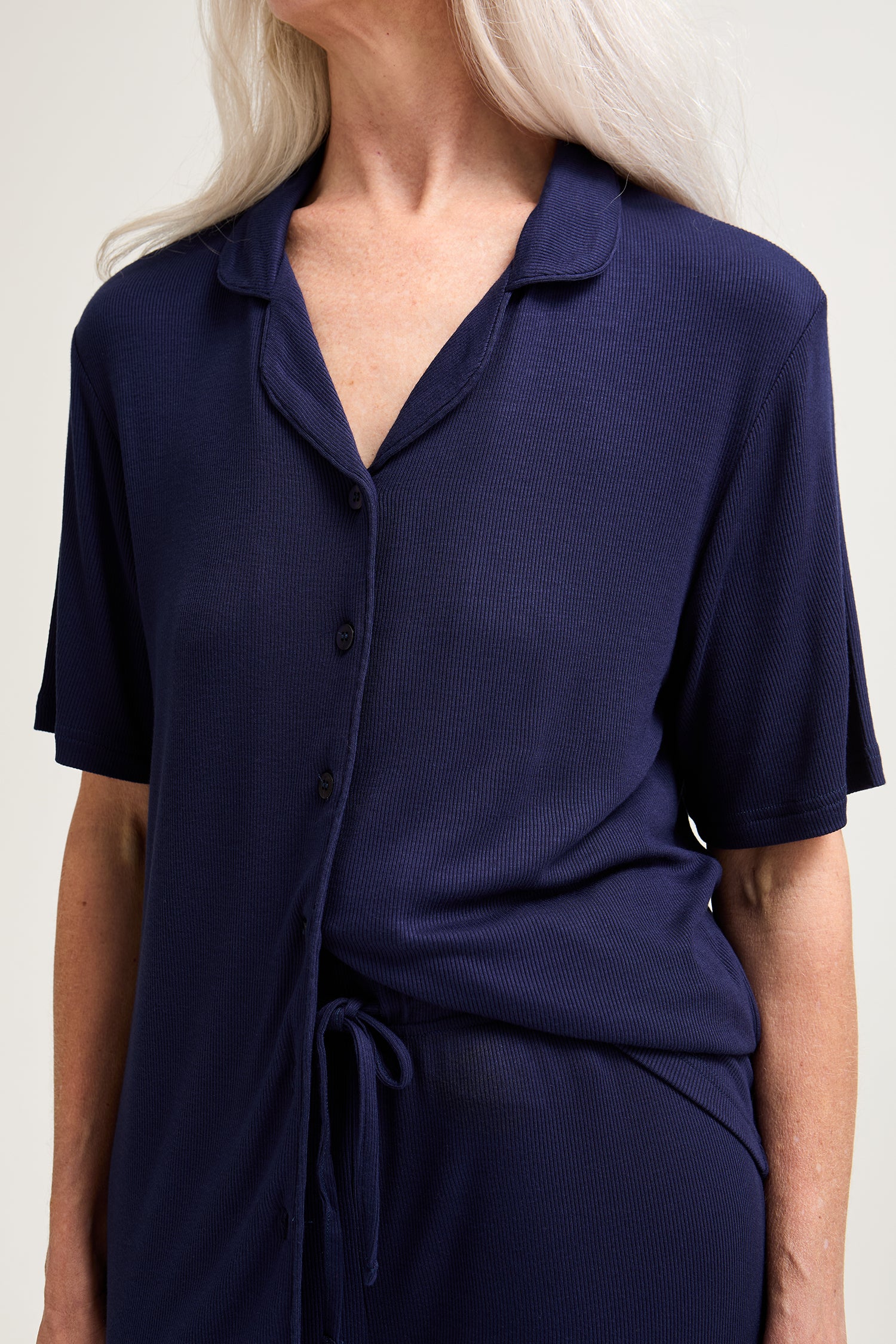 EcoVero Ribbed Shirt Capri Set in Midnight
