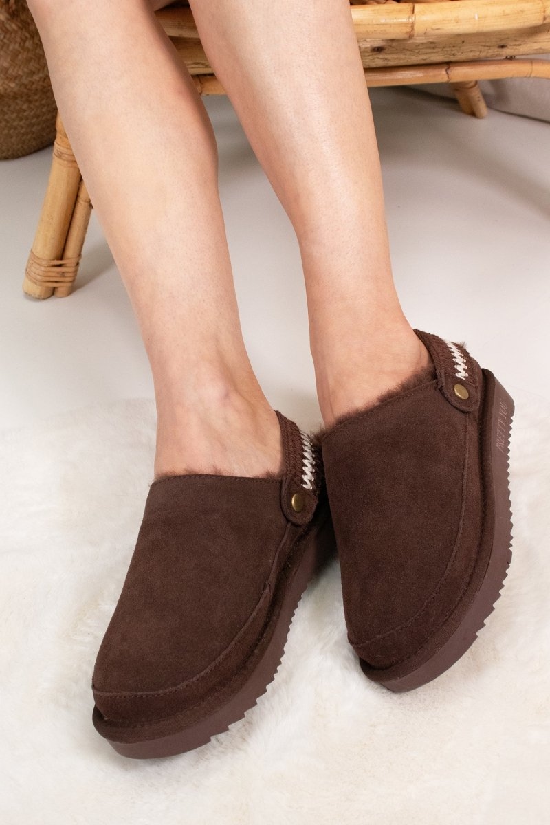 Hallie Sheepskin Multiway Slippers in Chocolate - Slippers