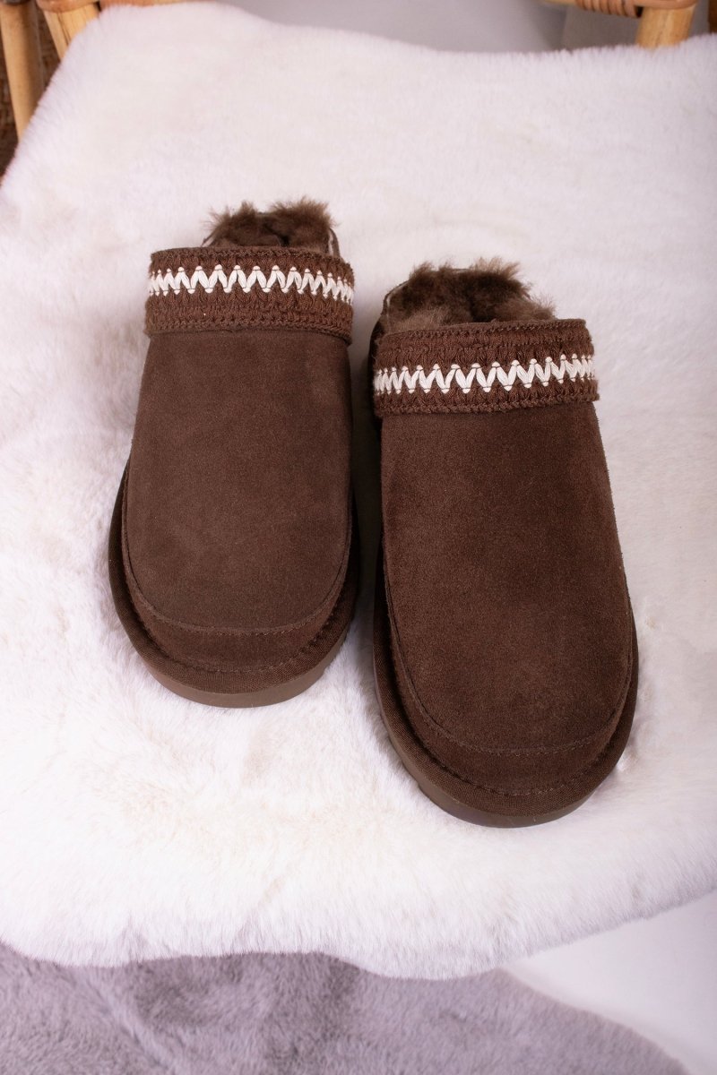 Hallie Sheepskin Multiway Slippers in Chocolate - Slippers
