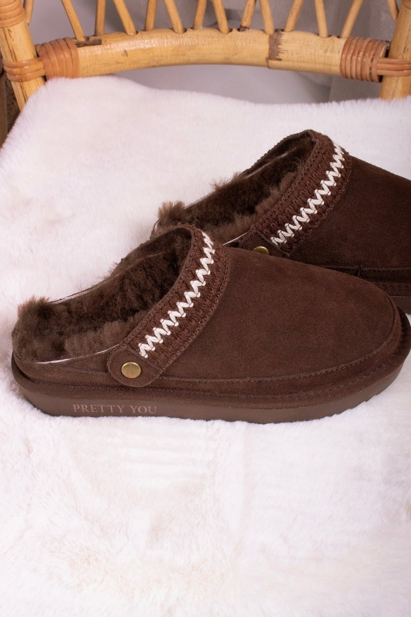 Hallie Sheepskin Multiway Slippers in Chocolate - Slippers