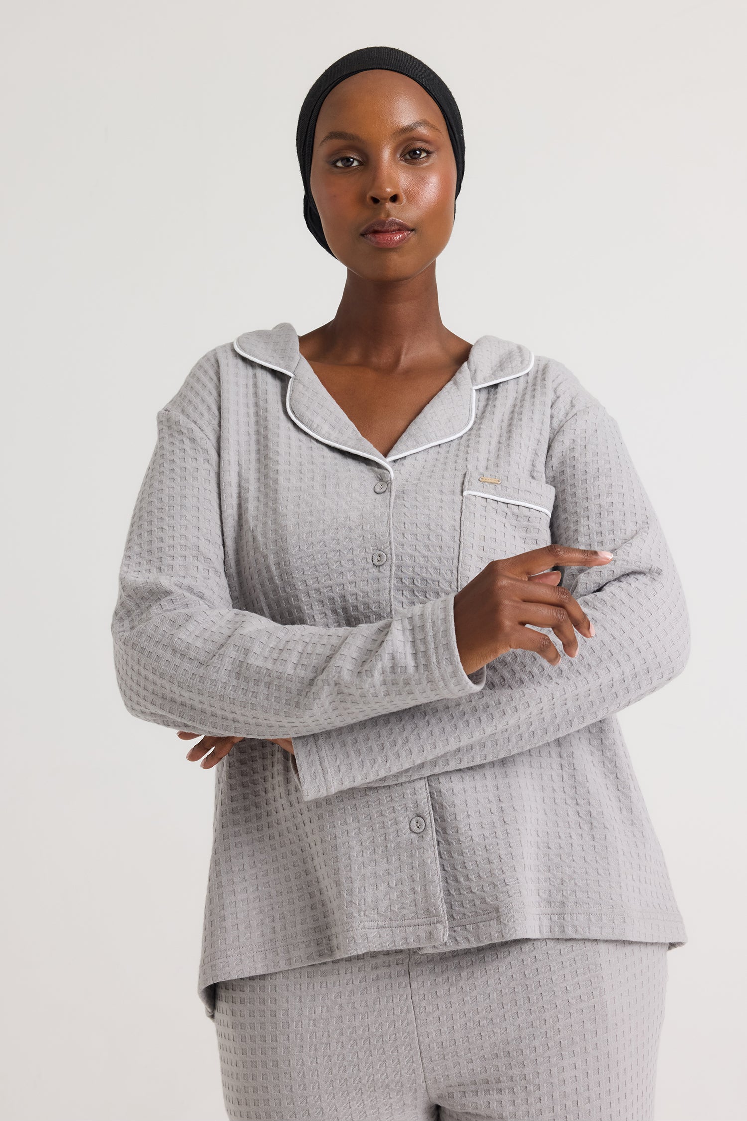 Luxury Suite Waffle PJ Set in Grey