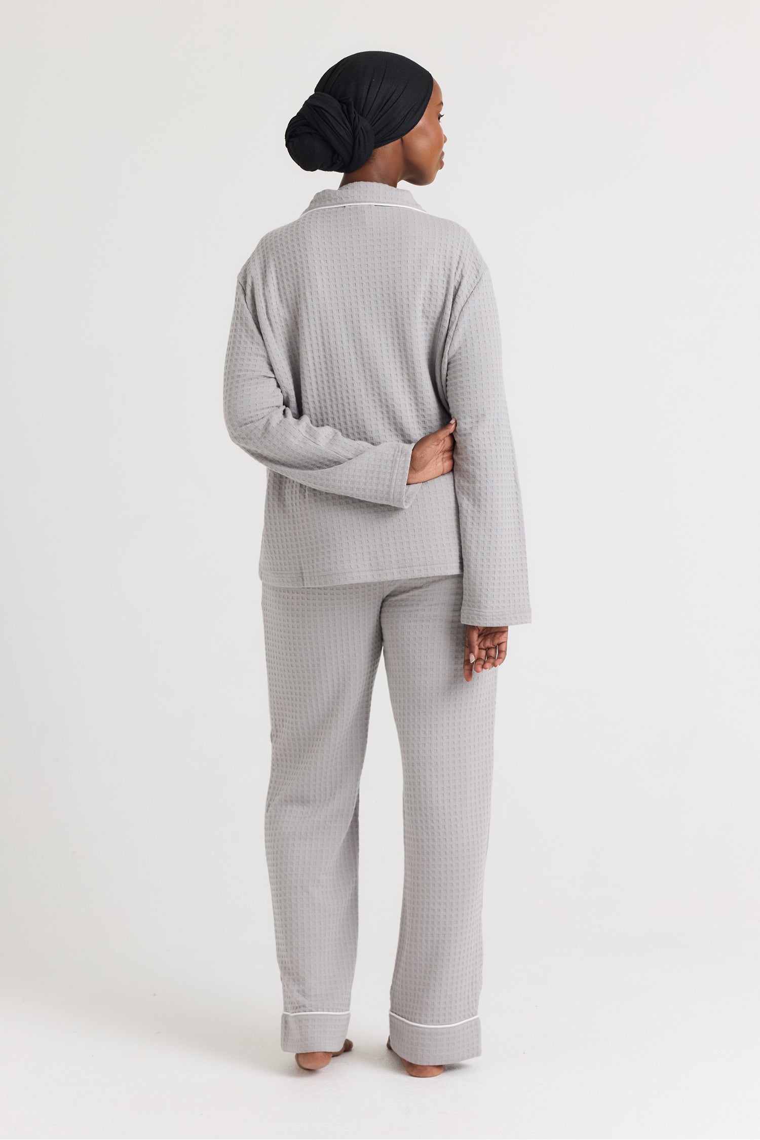 Luxury Suite Waffle PJ Set in Grey - Pajamas
