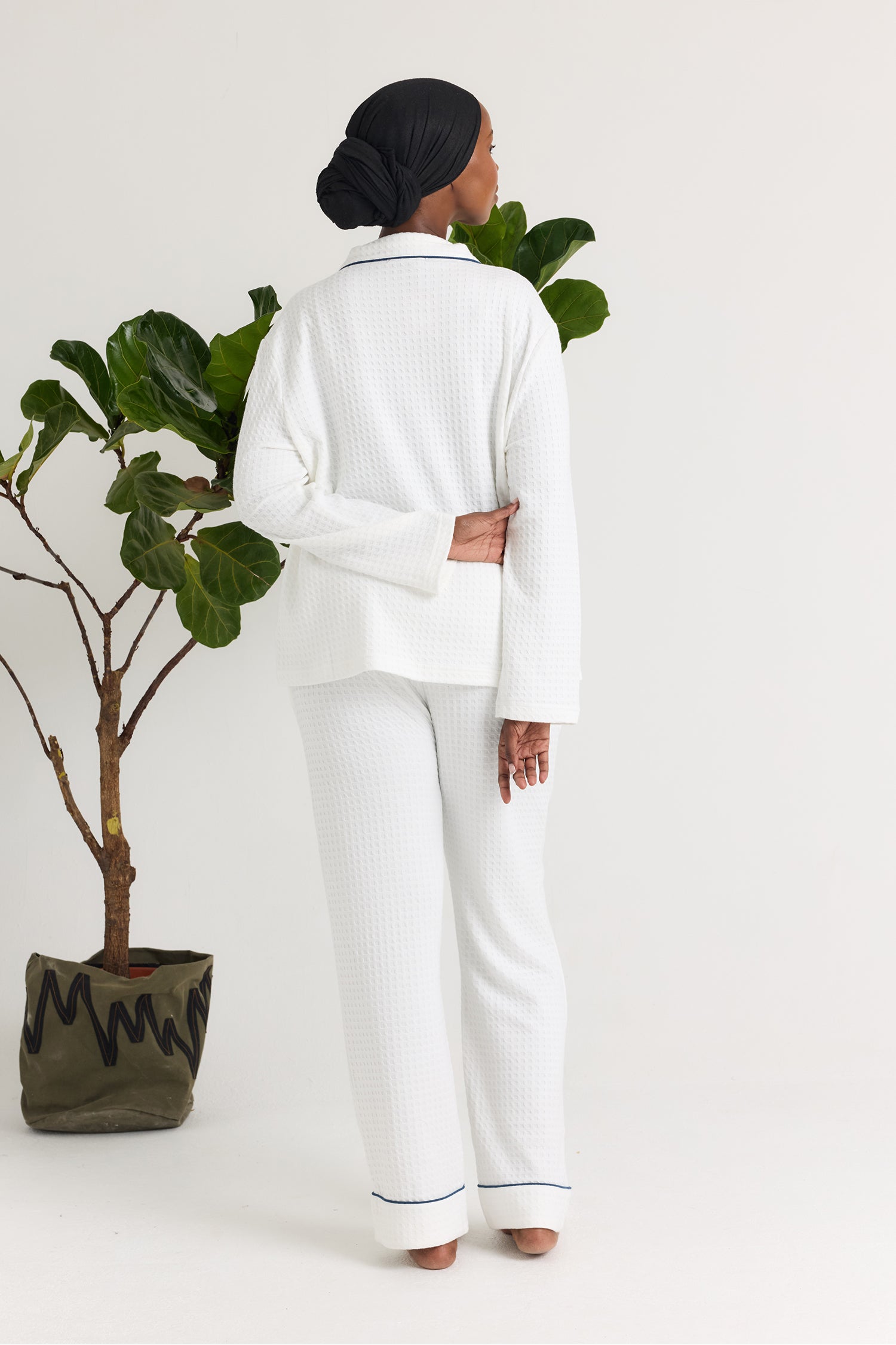 Luxury Suite Waffle PJ Set in White - Pajamas