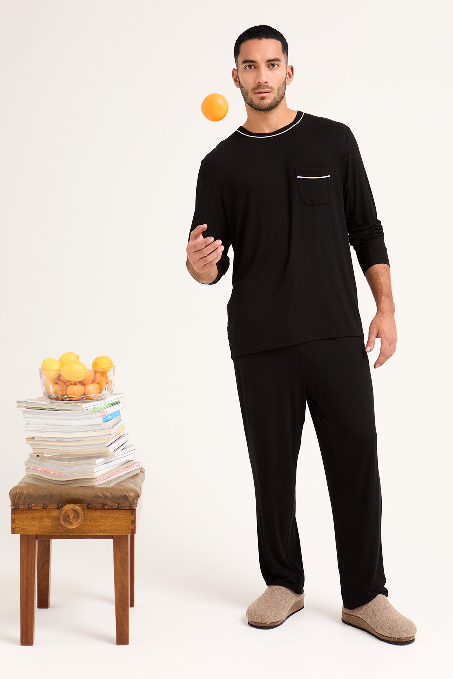 Mister You Bamboo Pyjama Set in Black