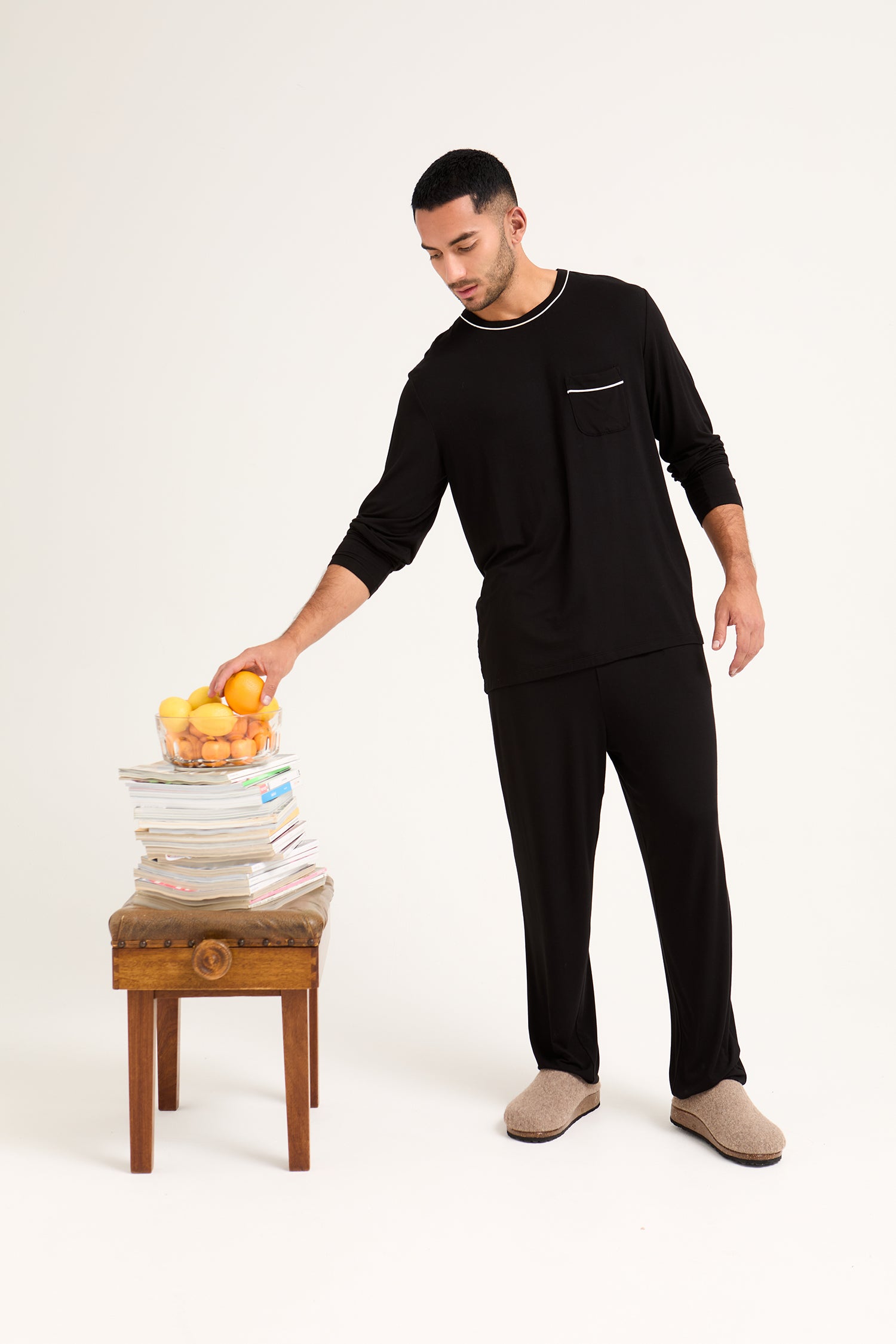 Mister You Bamboo Pyjama Set in Black
