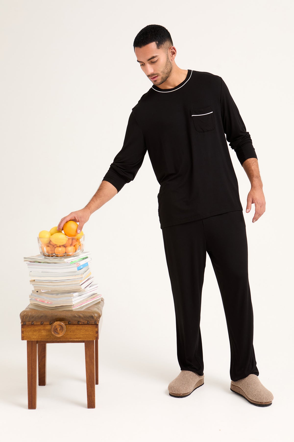 Mister You Bamboo Pyjama Set in Black