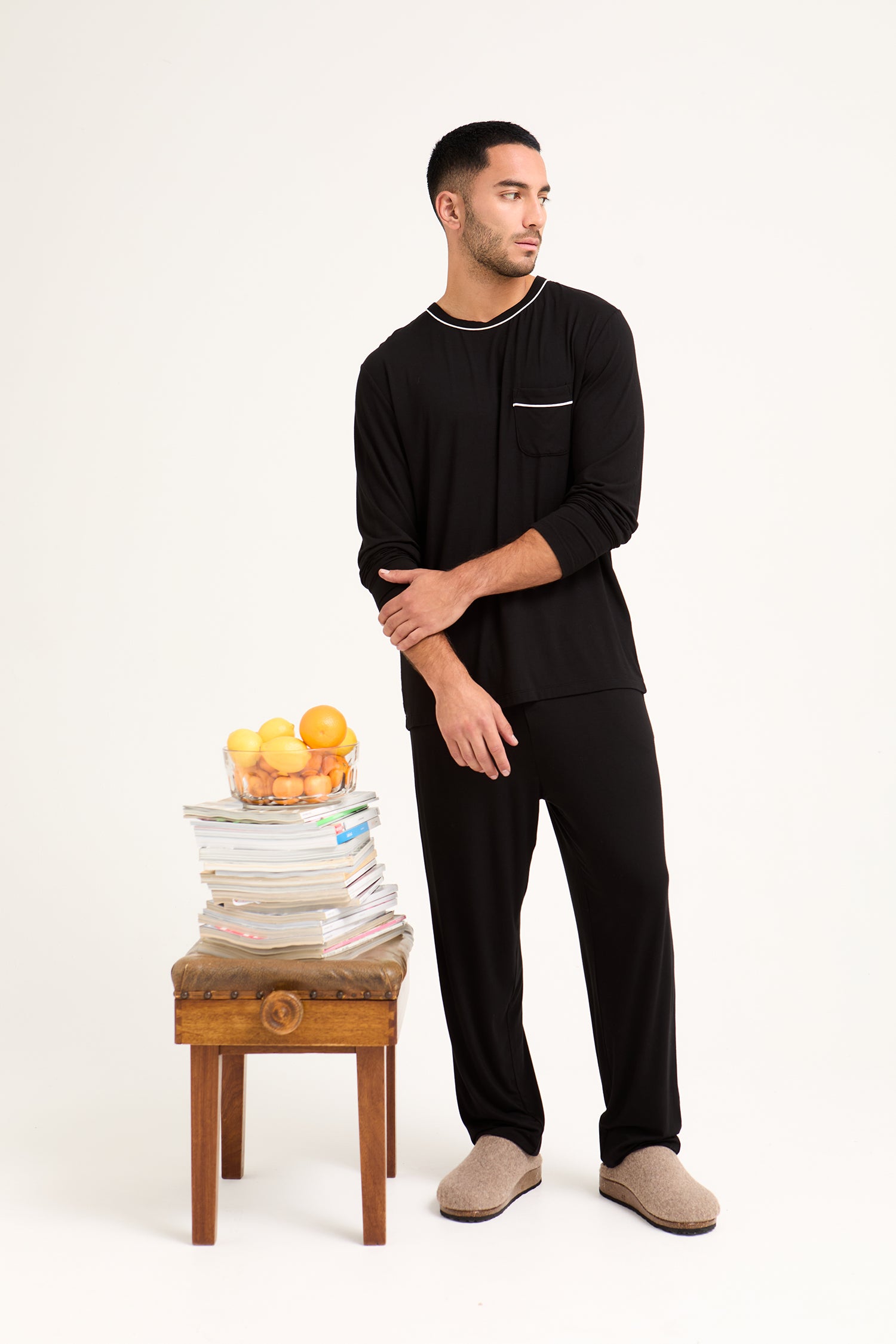 Mister You Bamboo Pyjama Set in Black