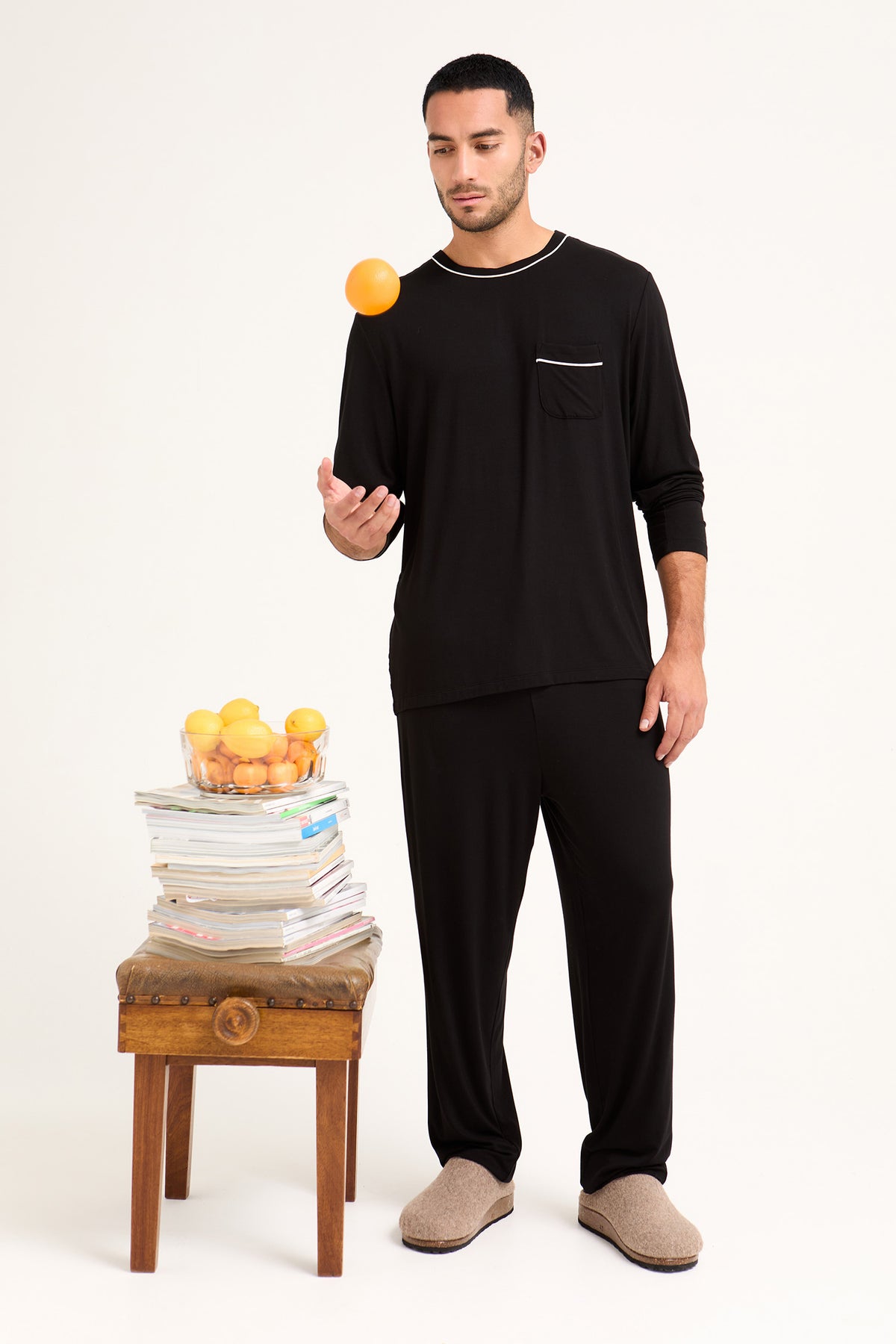 Mister You Bamboo Pyjama Set in Black