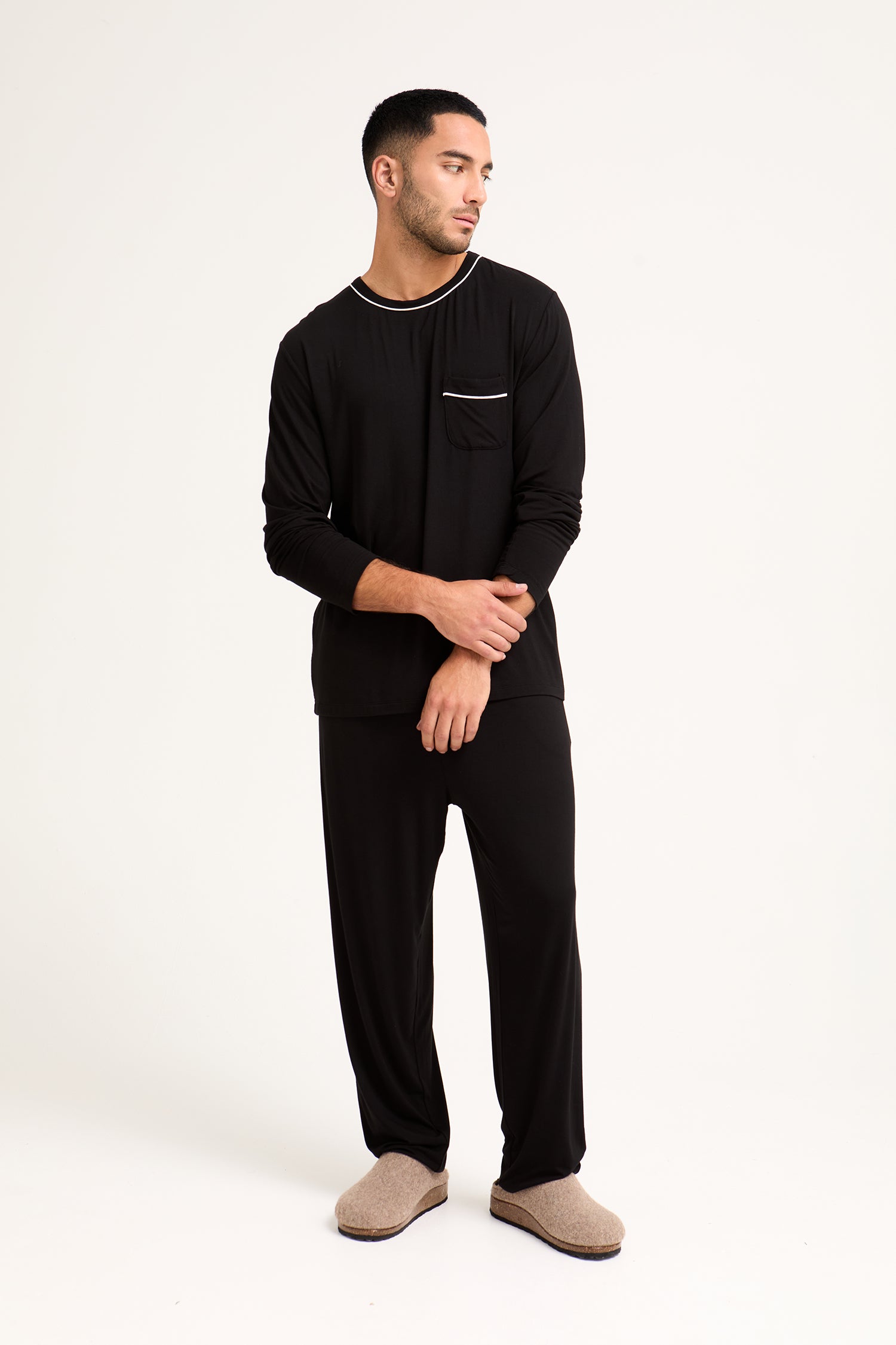 His and Hers Bamboo Pyjama Sets in Black