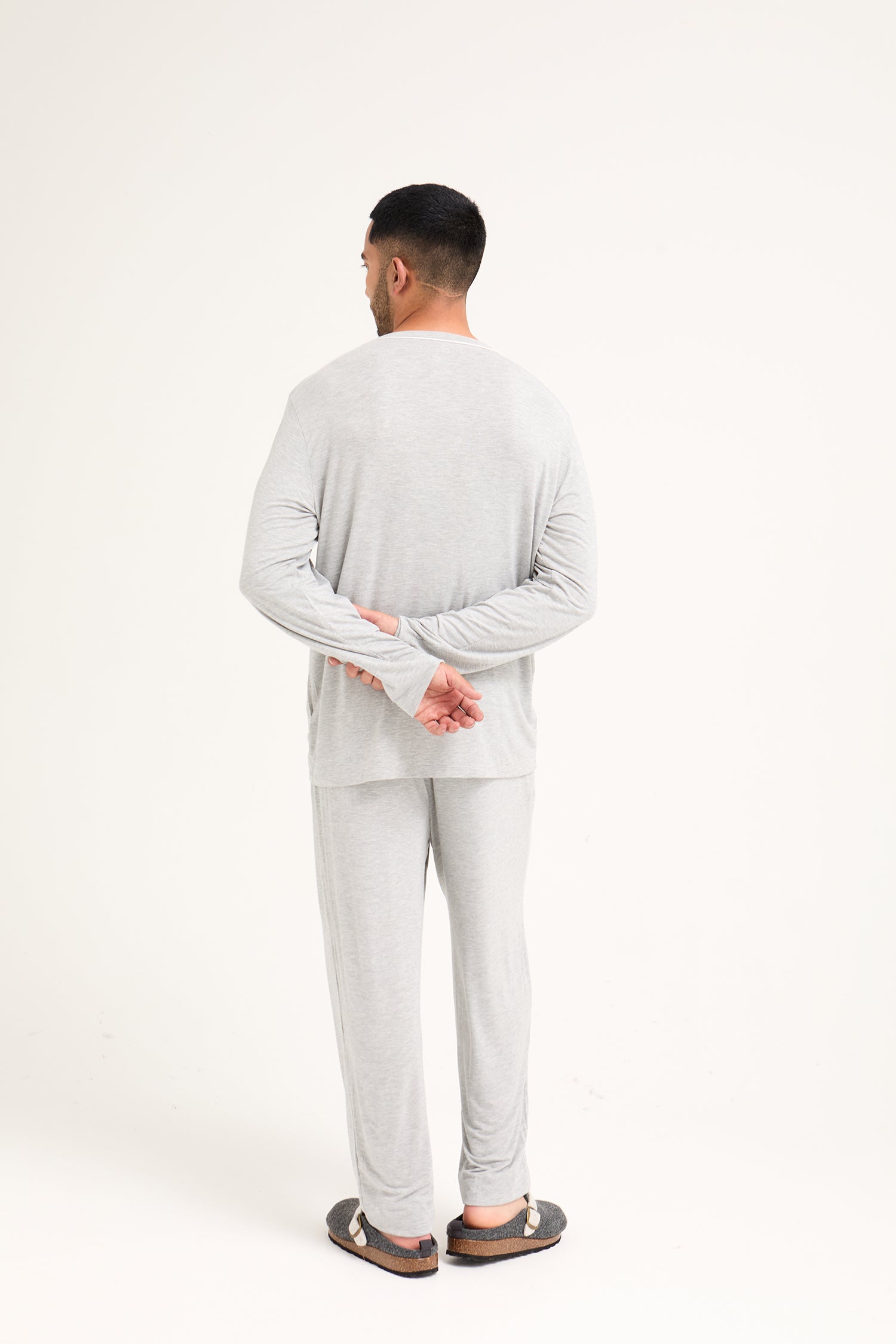 Mister You Bamboo Pyjama Set in Grey Marl - Pajamas