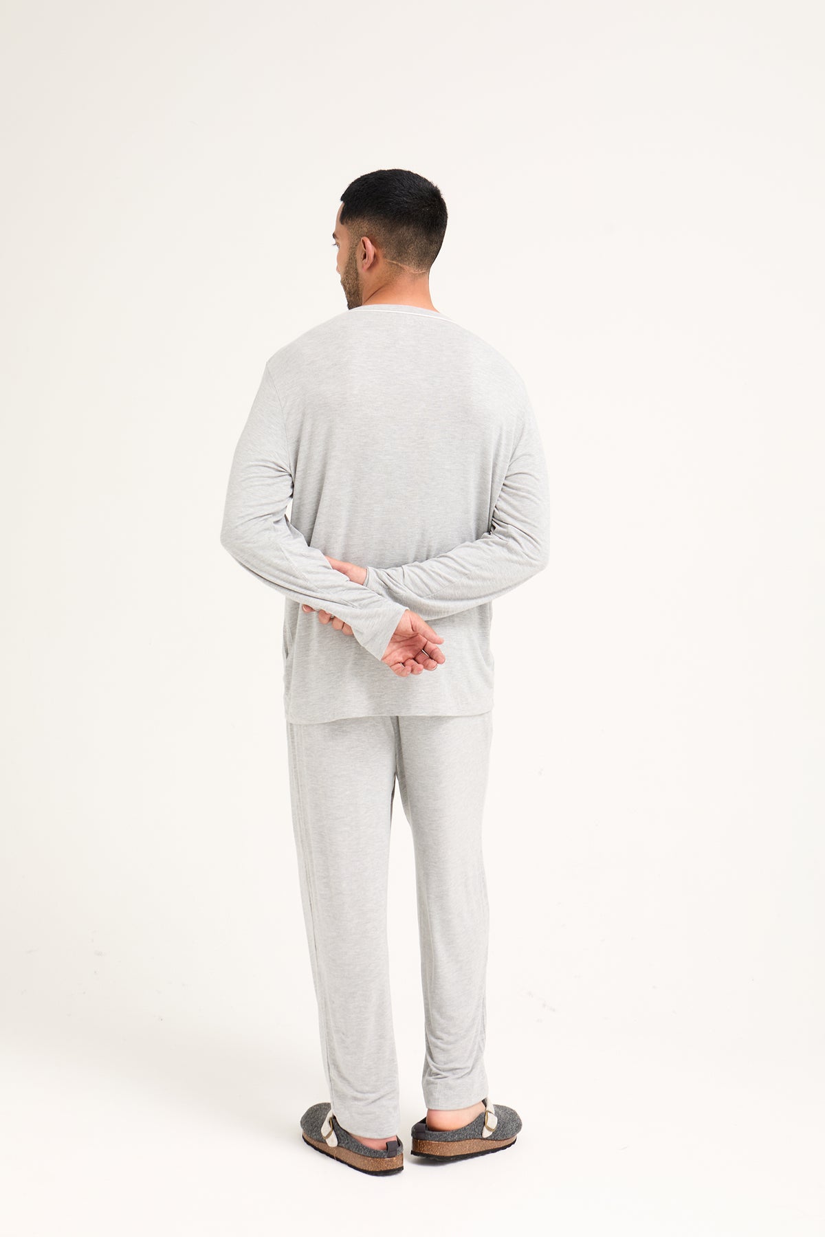 Mister You Bamboo Pyjama Set in Grey Marl - Pajamas