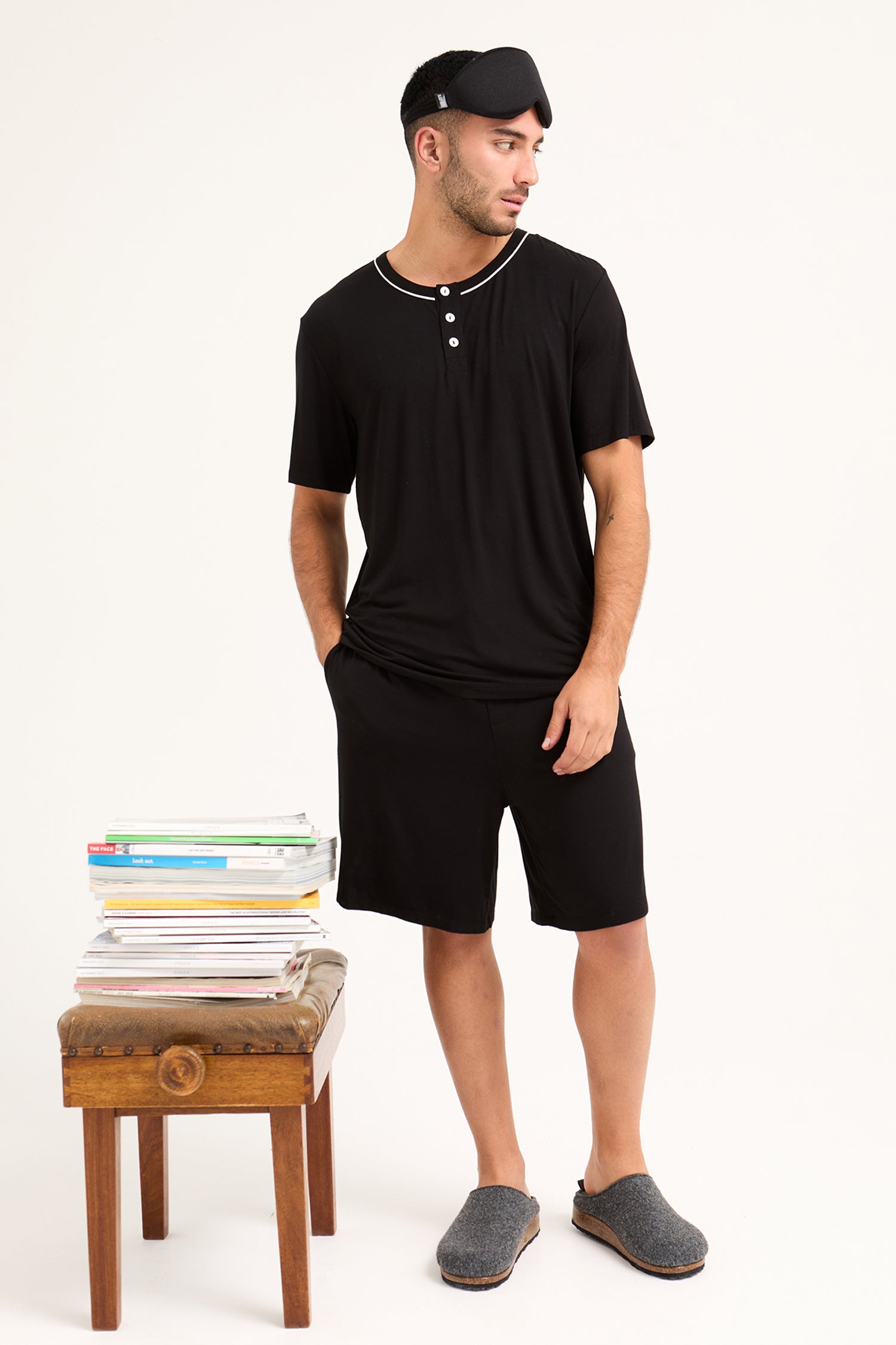 Mister You Bamboo Short Pyjama Set in Black