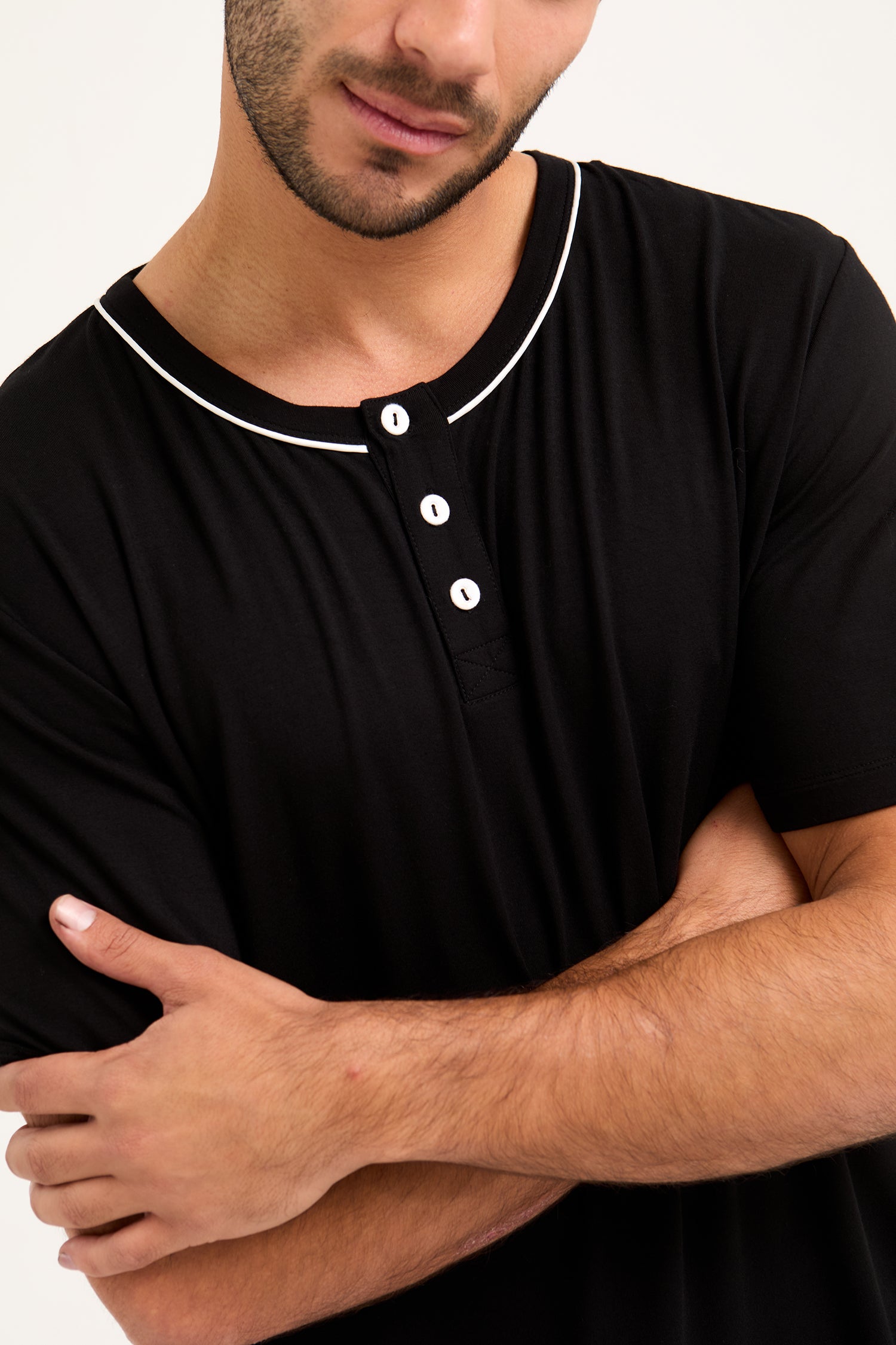 Mister You Bamboo Short Pyjama Set in Black - Pajamas