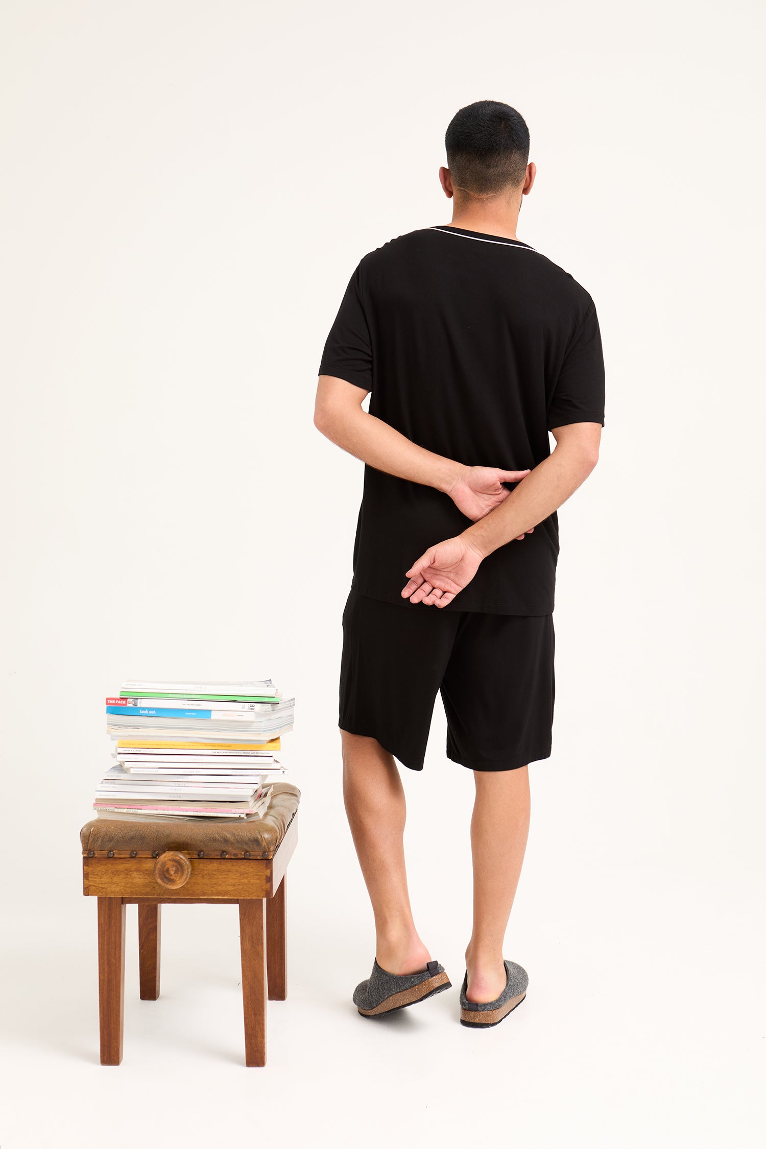 Mister You Bamboo Short Pyjama Set in Black - Pajamas