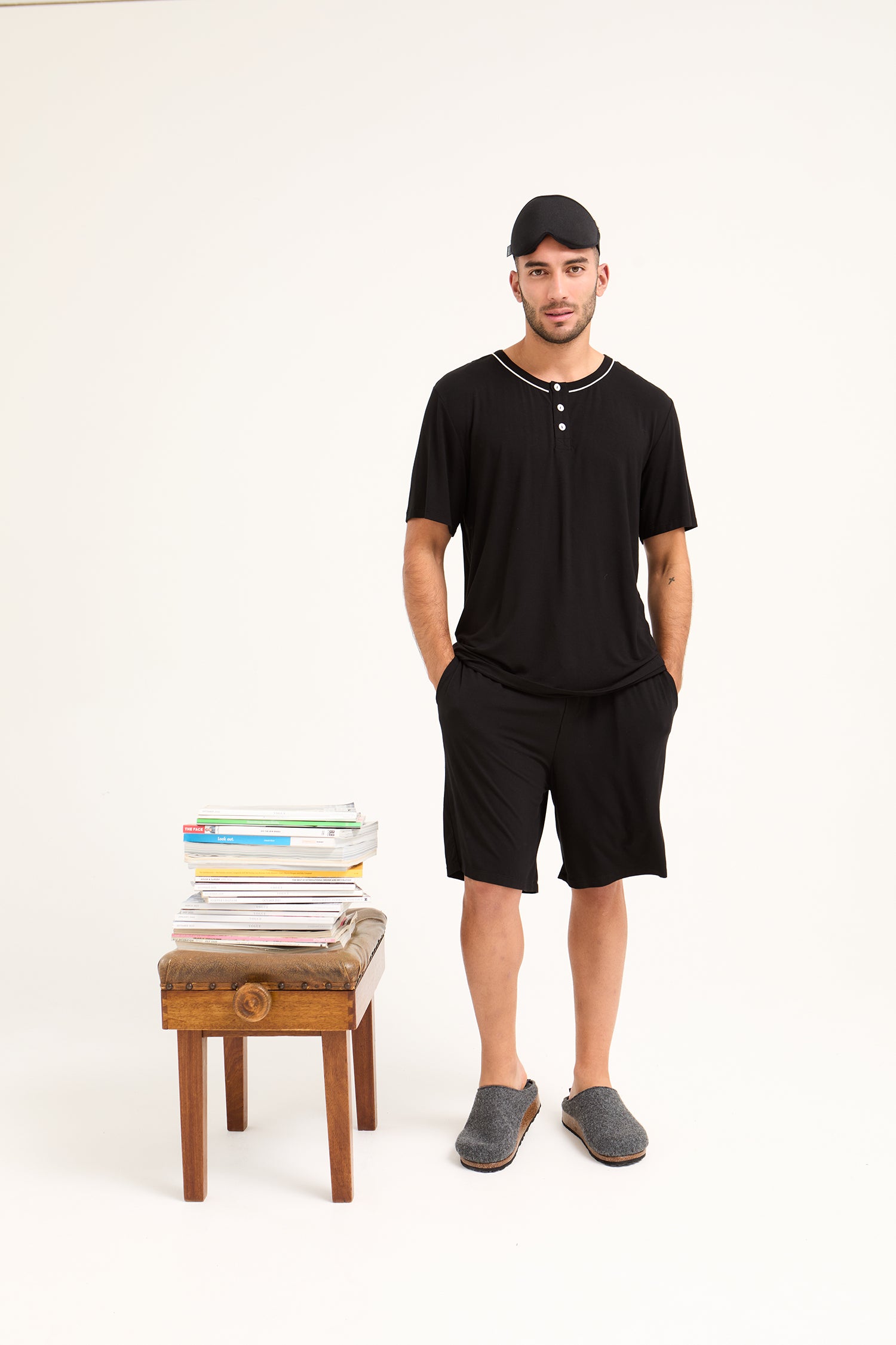 Mister You Bamboo Short Pyjama Set in Black - Pajamas