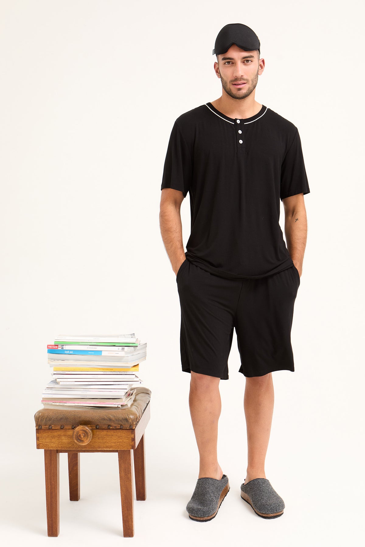 Mister You Bamboo Short Pyjama Set in Black