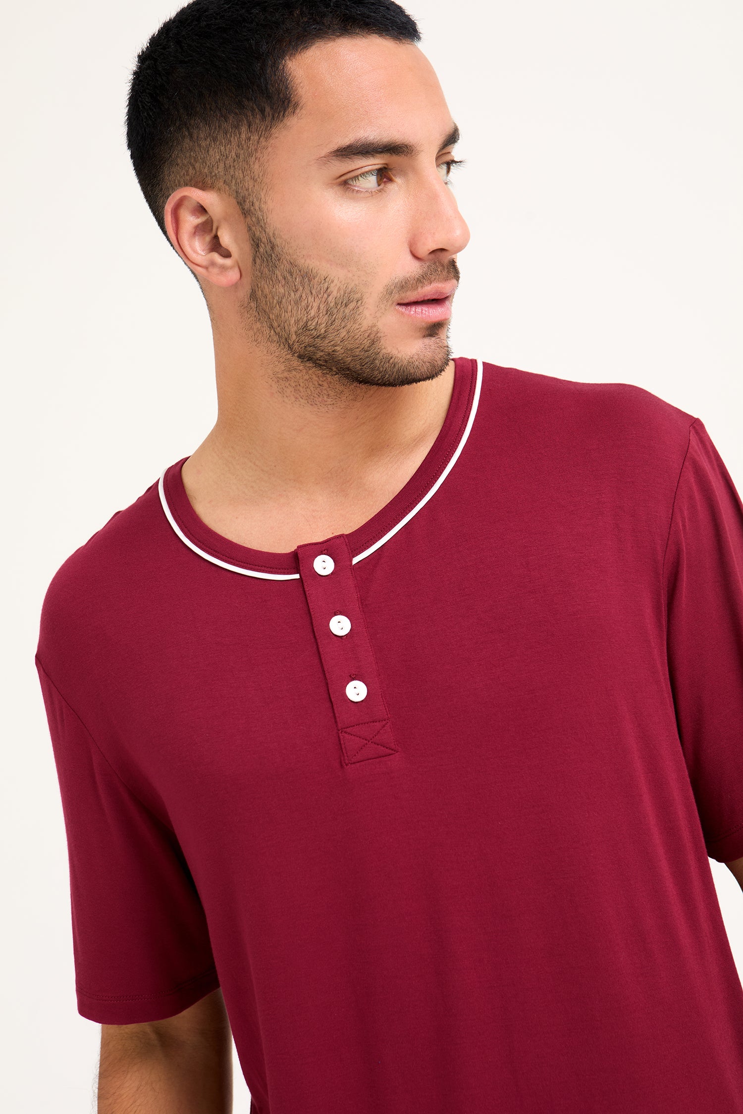 Mister You Bamboo Short Pyjama Set in Claret - Pajamas