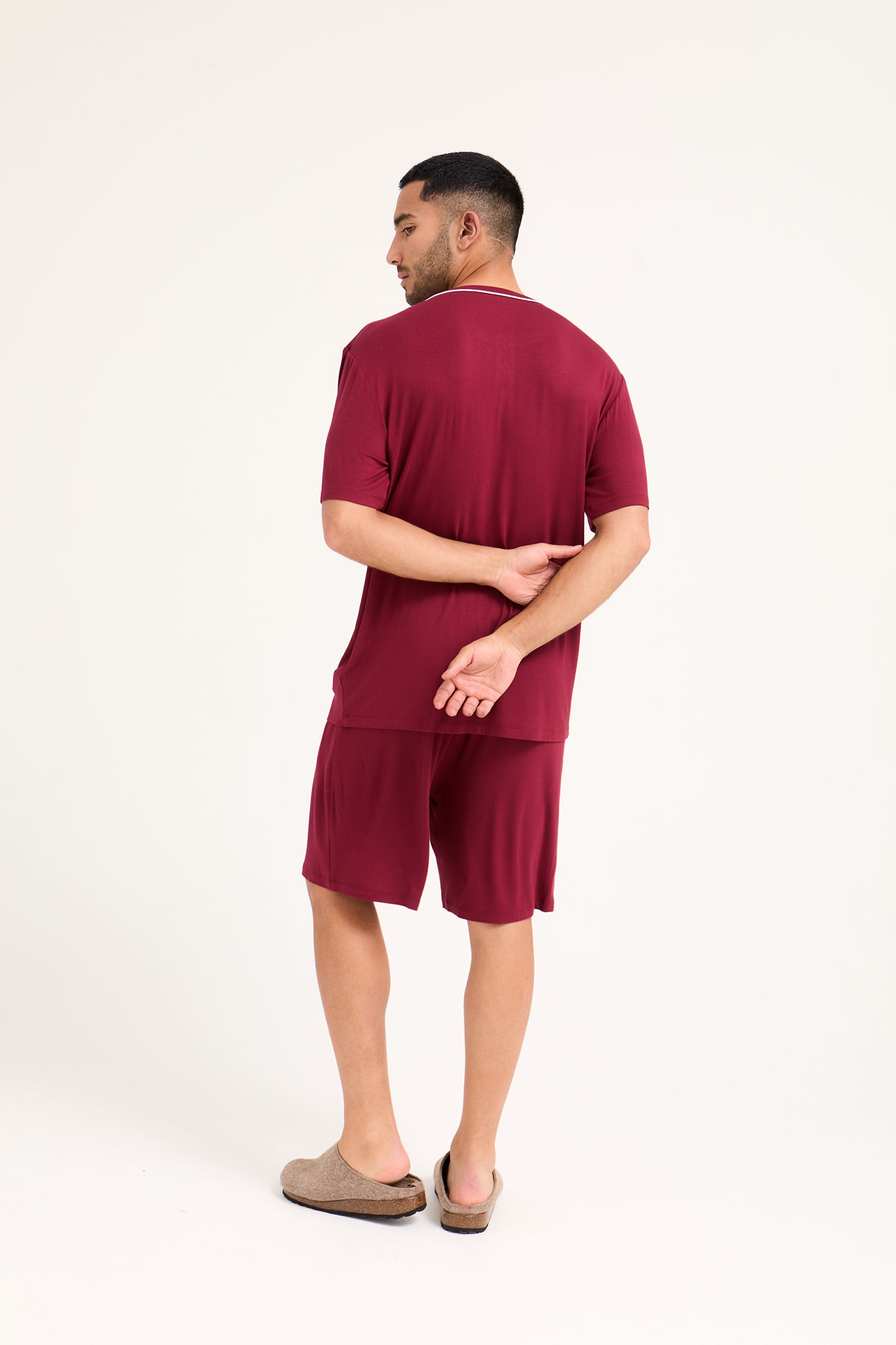 Mister You Bamboo Short Pyjama Set in Claret - Pajamas