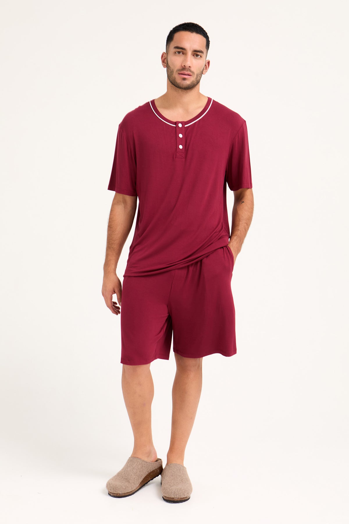 Mister You Bamboo Short Pyjama Set in Claret