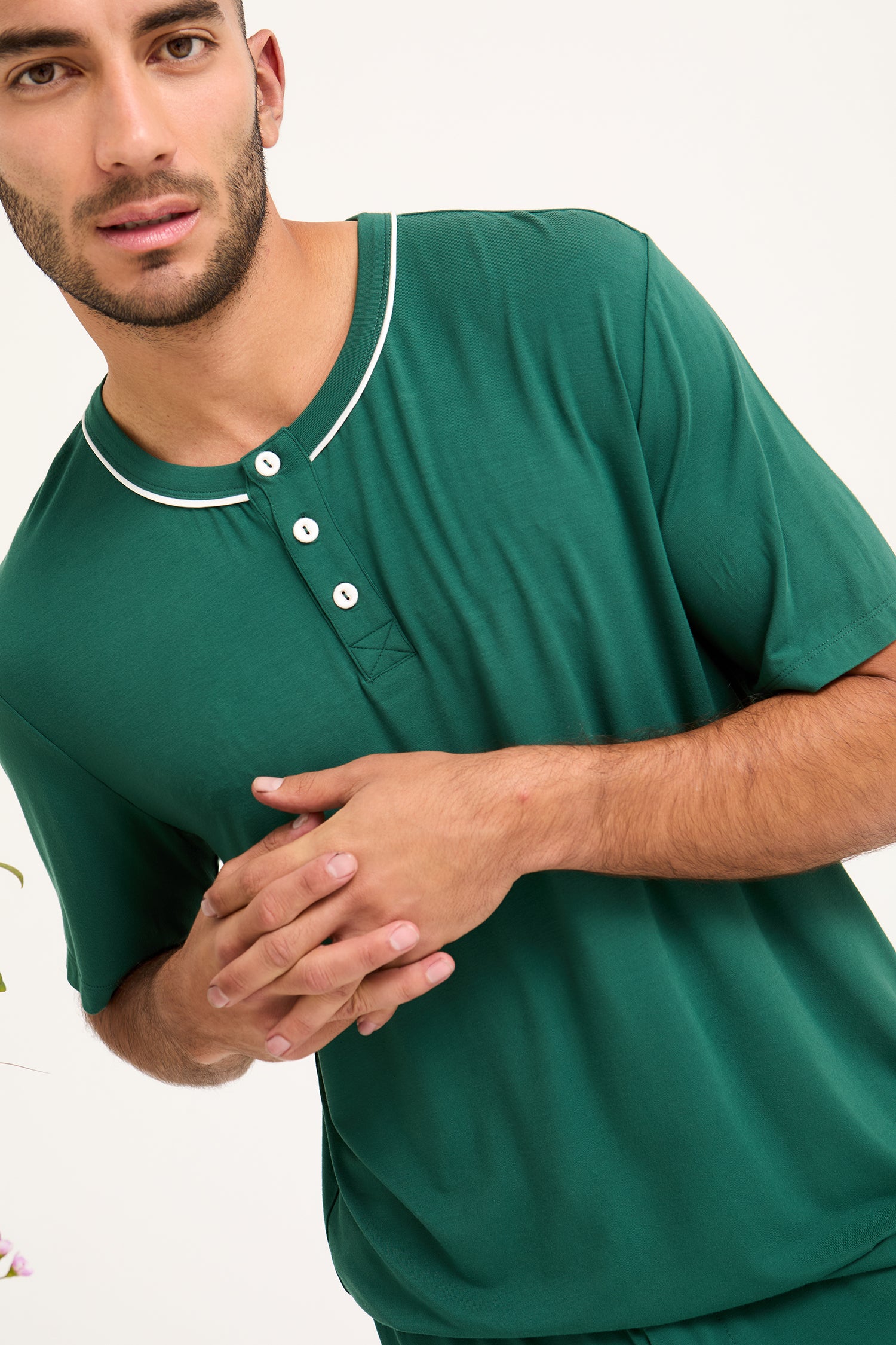 Mister You Bamboo Short Pyjama Set in Green - Pajamas
